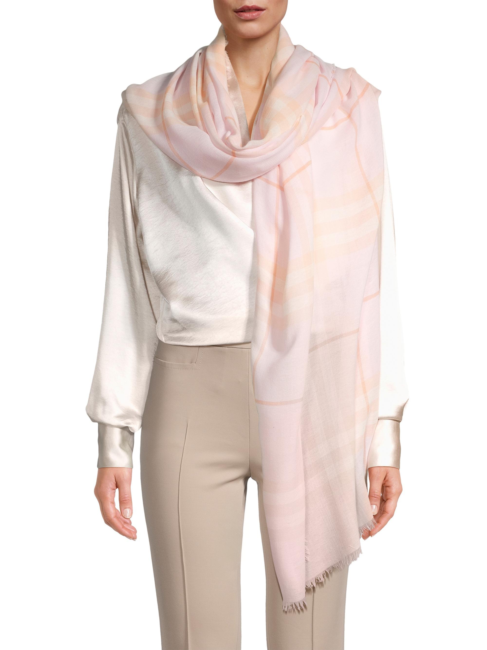 Burberry Women's Lightweight Check Wool Scarf - Cameo