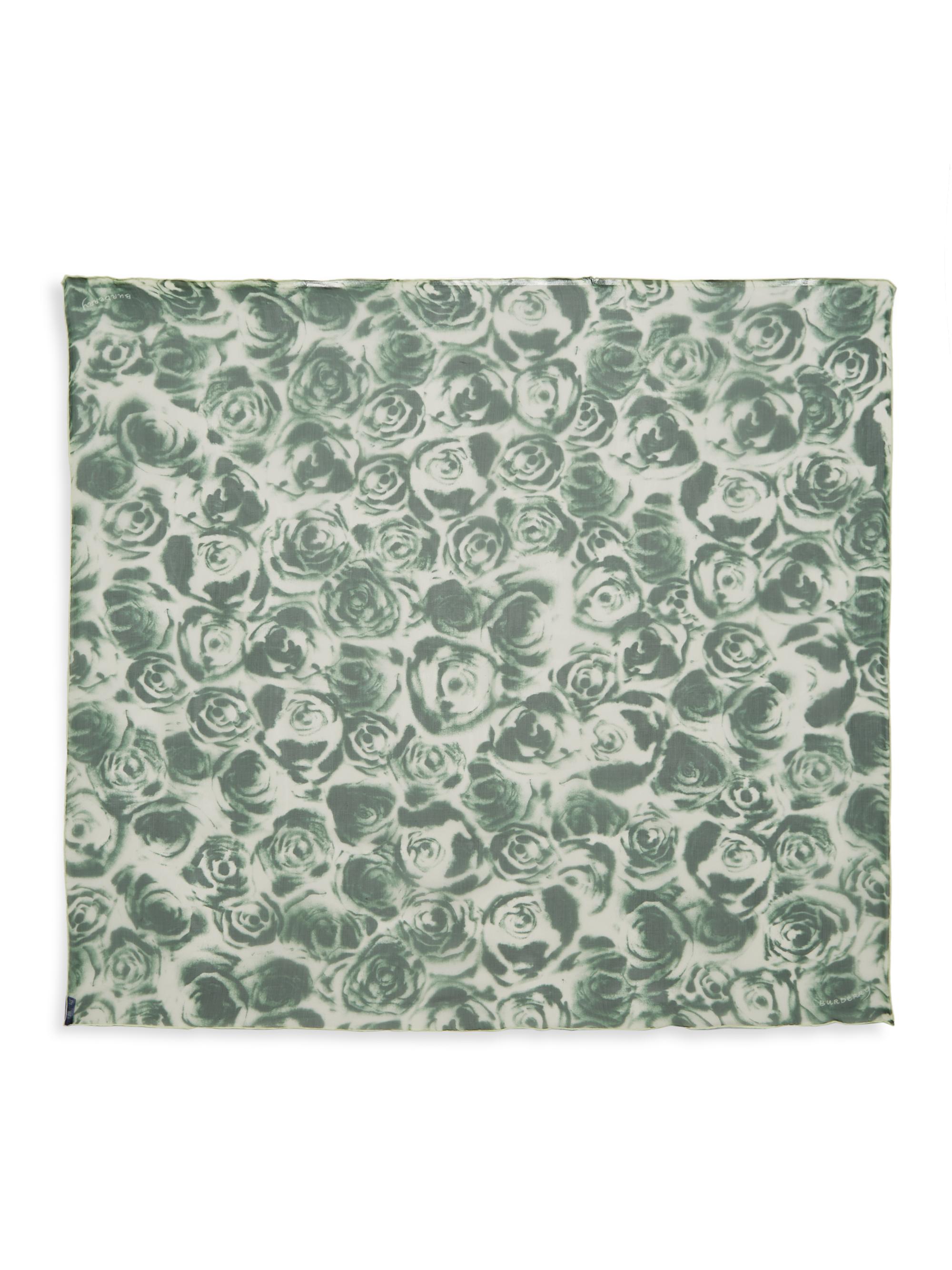 Burberry Women's Water Rose Silk Scarf - Green