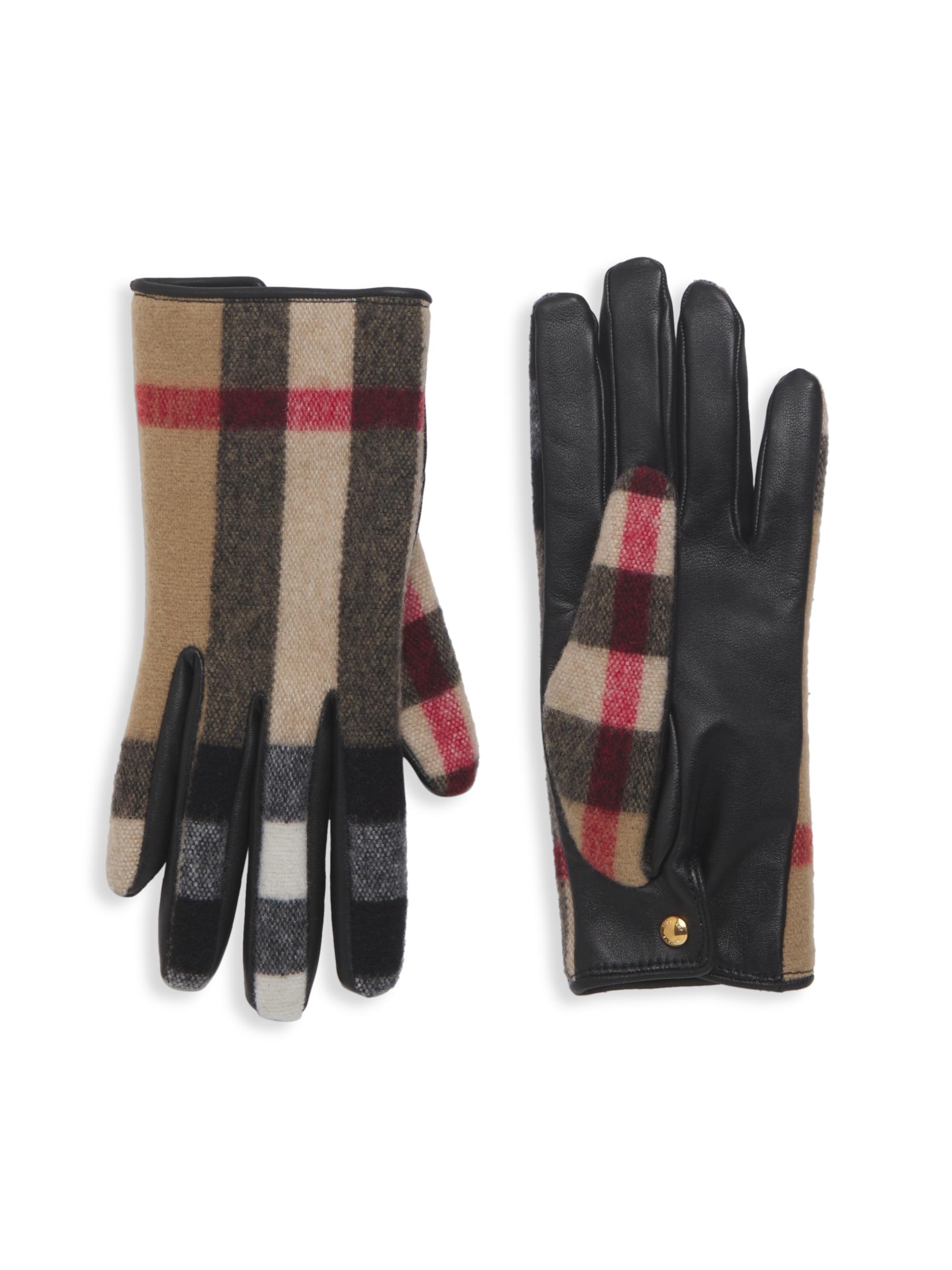 Leather and wool gloves