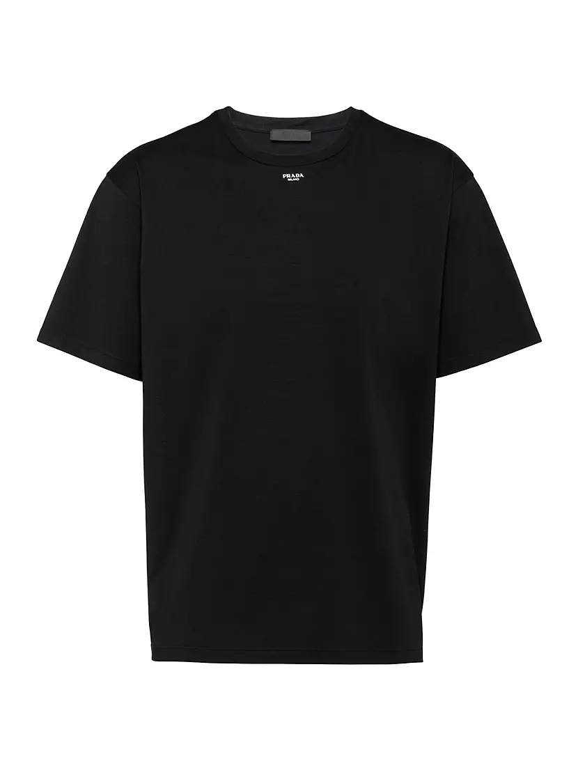 Shop Prada Stretch Cotton T-Shirt With Logo | Saks Fifth Avenue