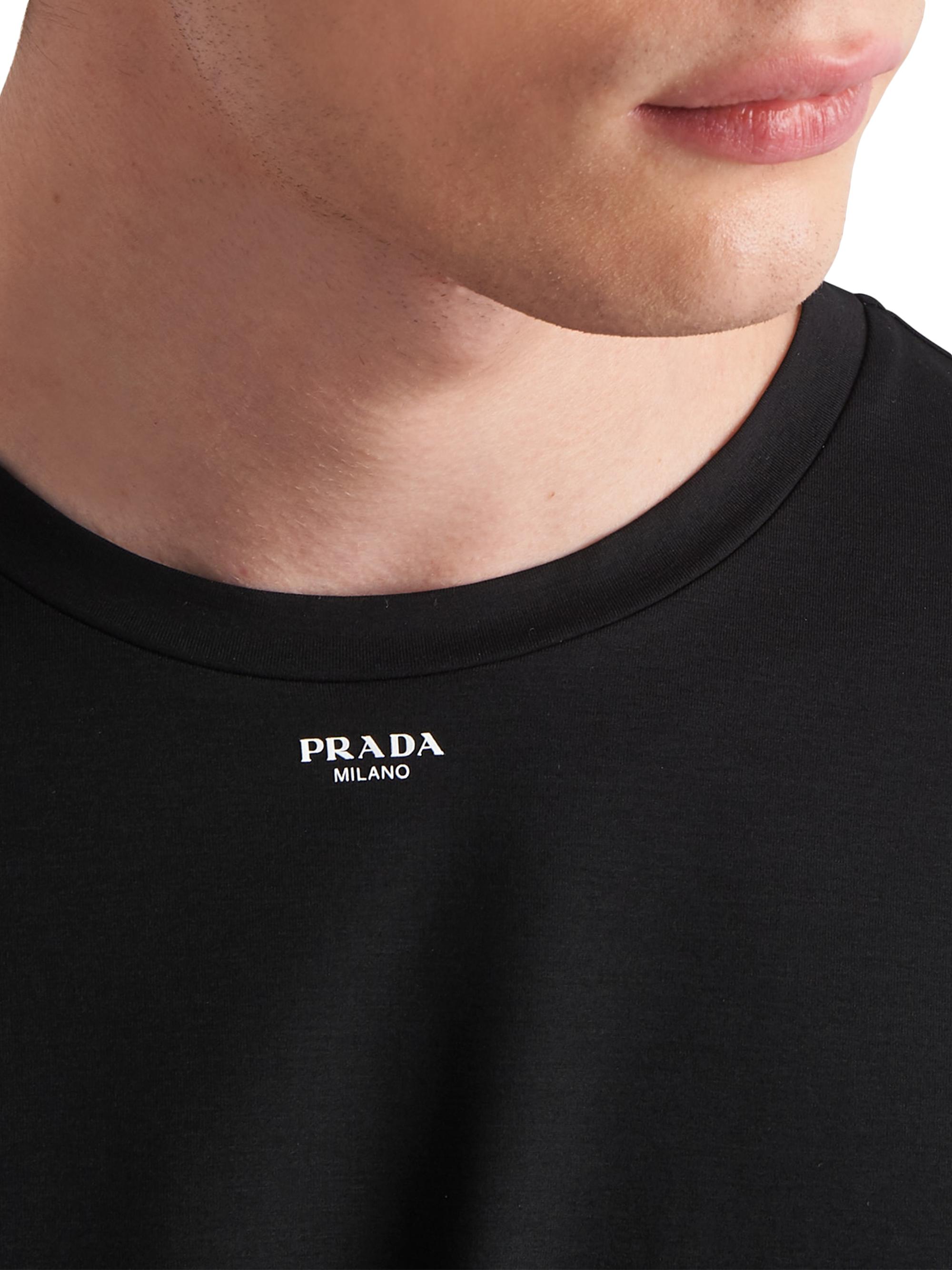 Prada Stretch Cotton T-Shirt with Logo | Saks Fifth Avenue