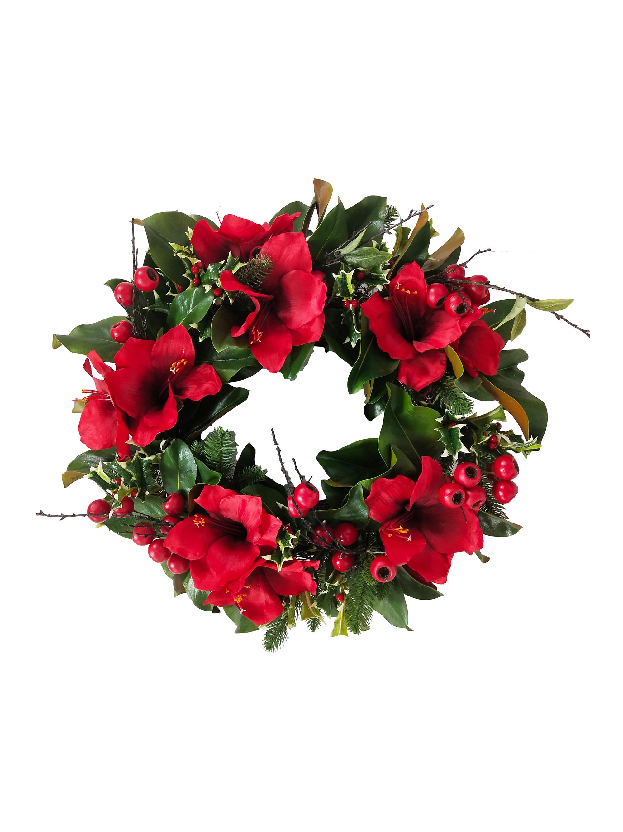 Winward Home Amaryllis Wreath - Red Green