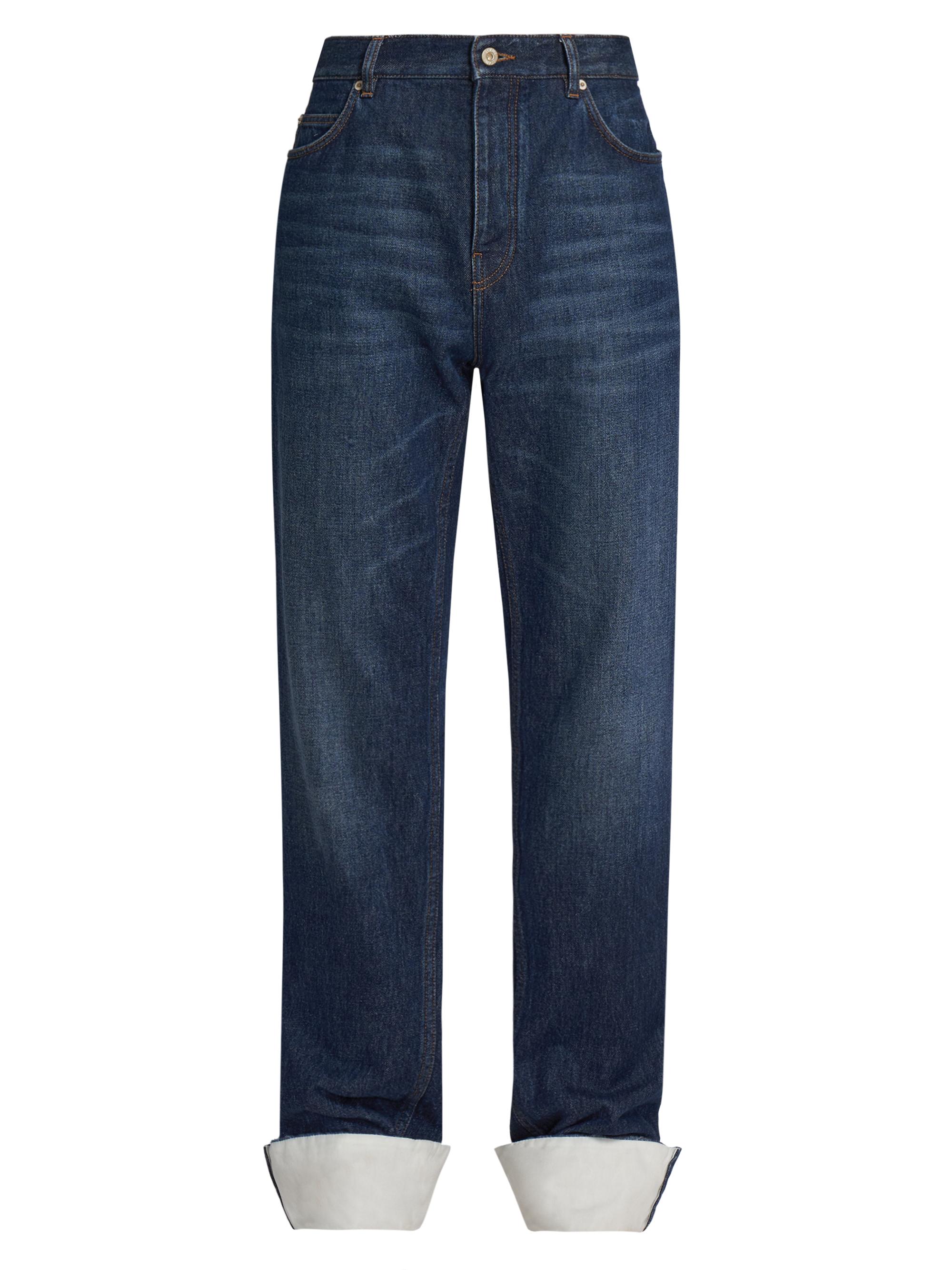 LOEWE Men's Fisherman Turn-Up Jeans - Washed Indigo
