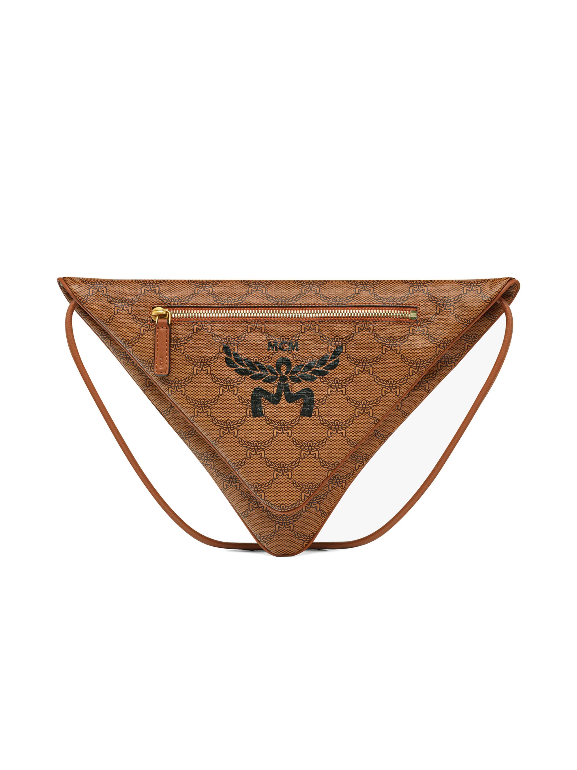 MCM Men's Lauretos Coated Canvas Fold-Over Pouch Crossbody Bag - Cognac