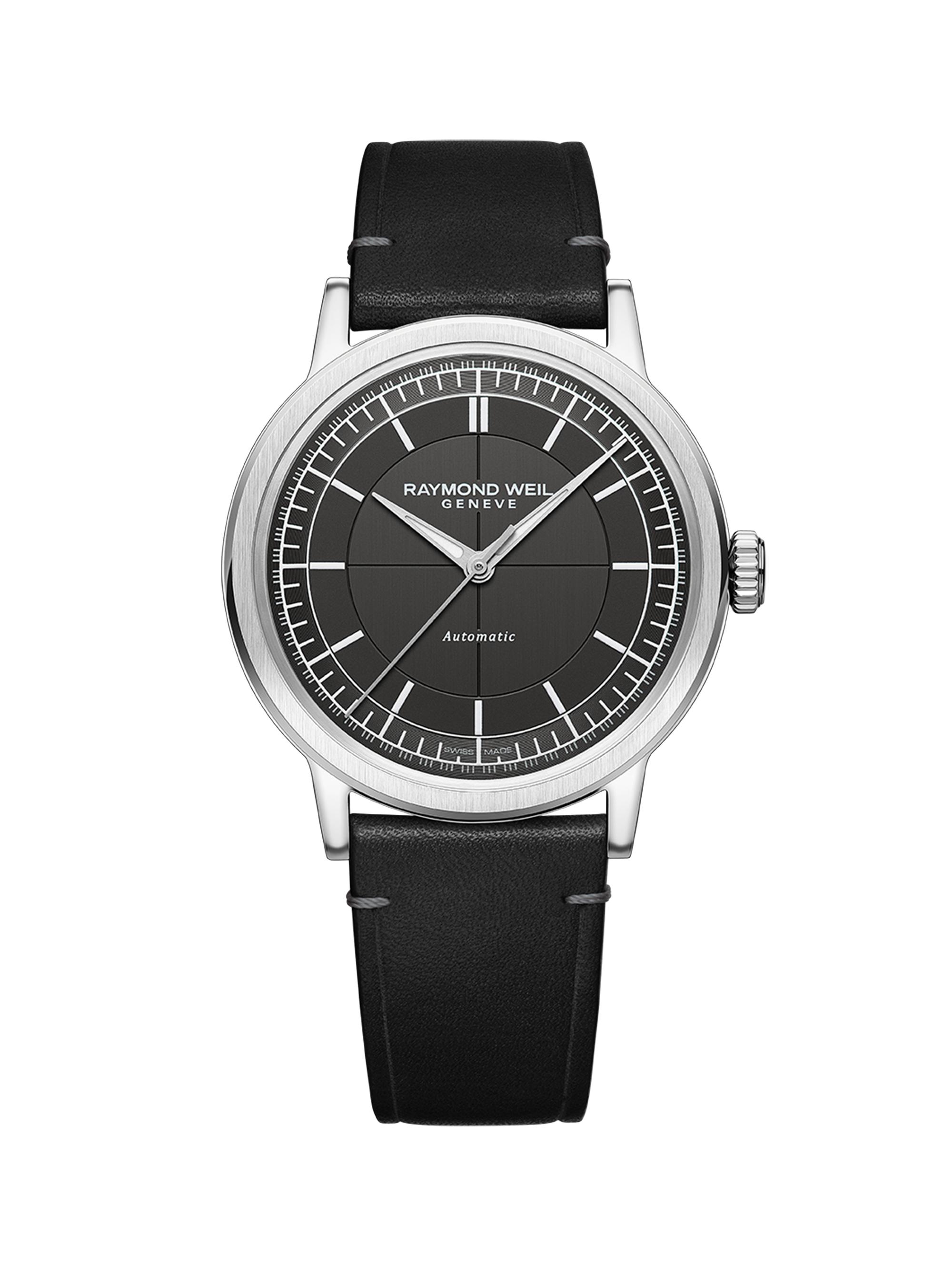 Raymond Weil Women's Millesime Stainless Steel & Leather Strap Watch/39.5MM - Black