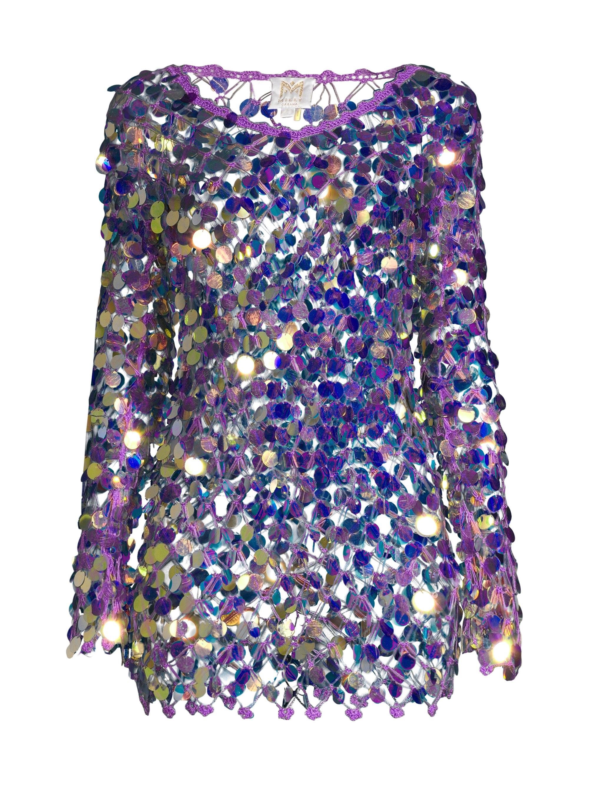 Milly Women's Sequin Crochet Minidress - Purple