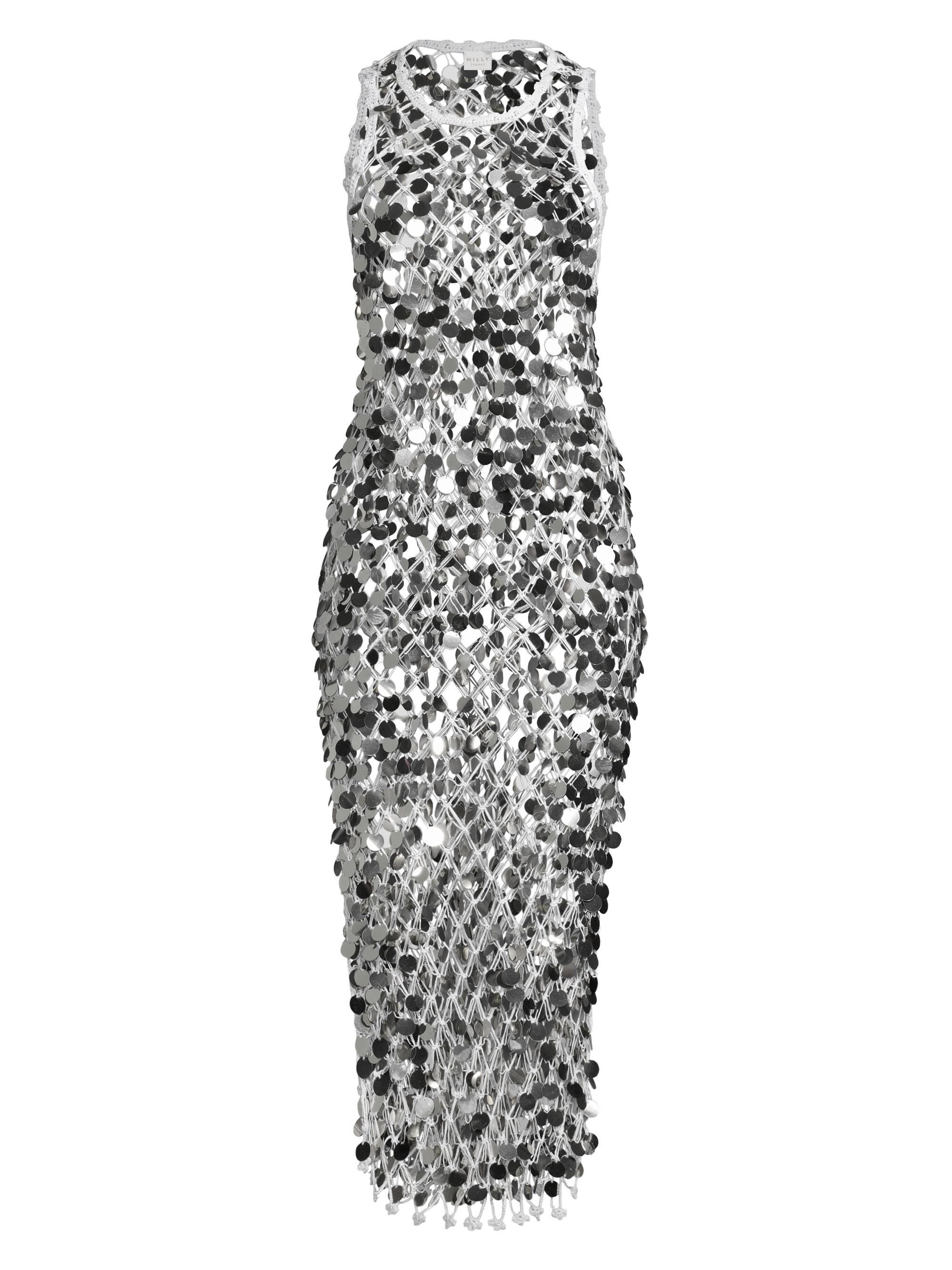 Milly Women's Sequined Cotton-Blend Crocheted Midi-Dress - Ecru