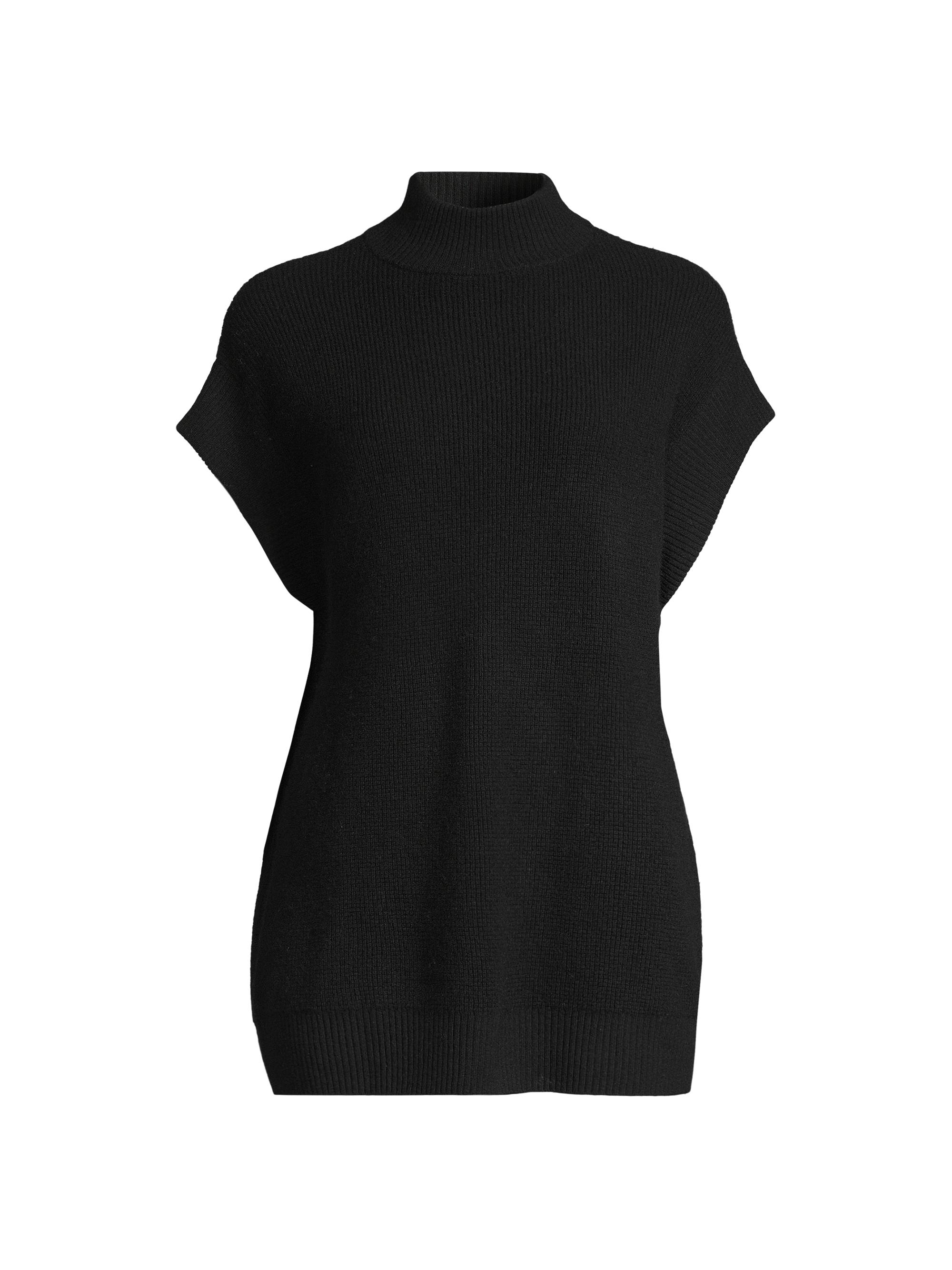 Crush Cashmere Women's Honey Cashmere Mock Turtleneck Sweater - Black