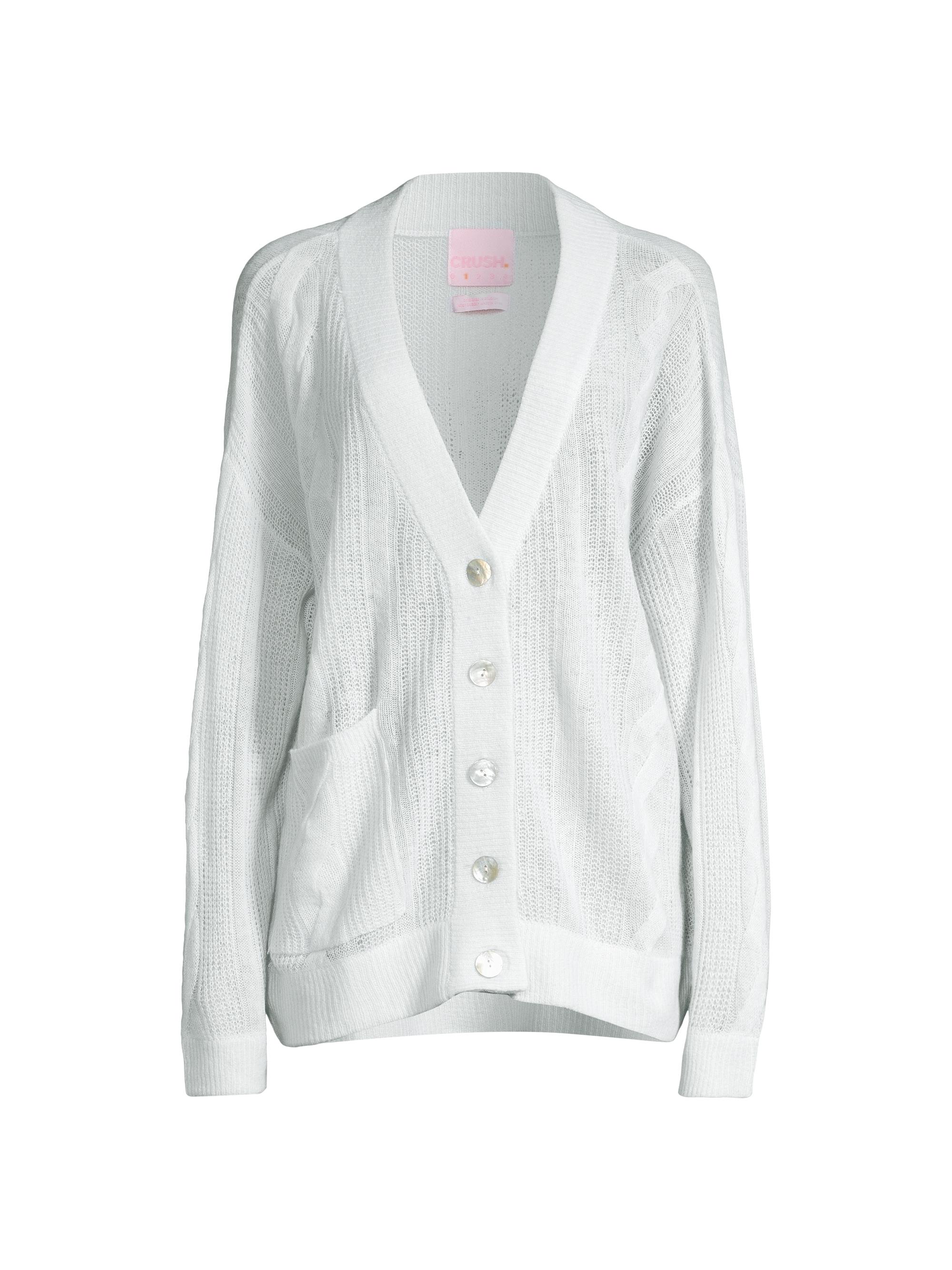 Crush Cashmere Women's Elvis Cable-Knit Cashmere Cardigan - Powder