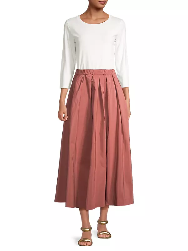 Shop Weekend Max Mara Egidio Cotton-Blend Pleated Maxi Skirt 