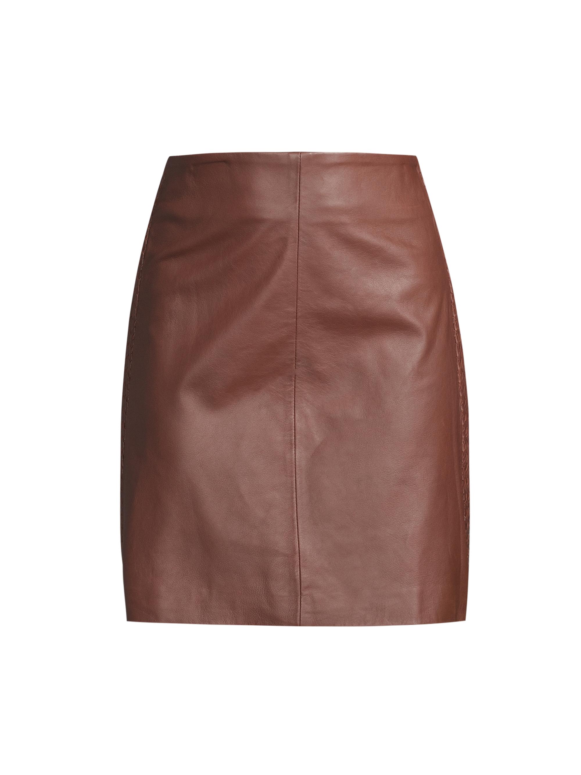 Weekend Max Mara Women's Ocra Leather Miniskirt - Rust