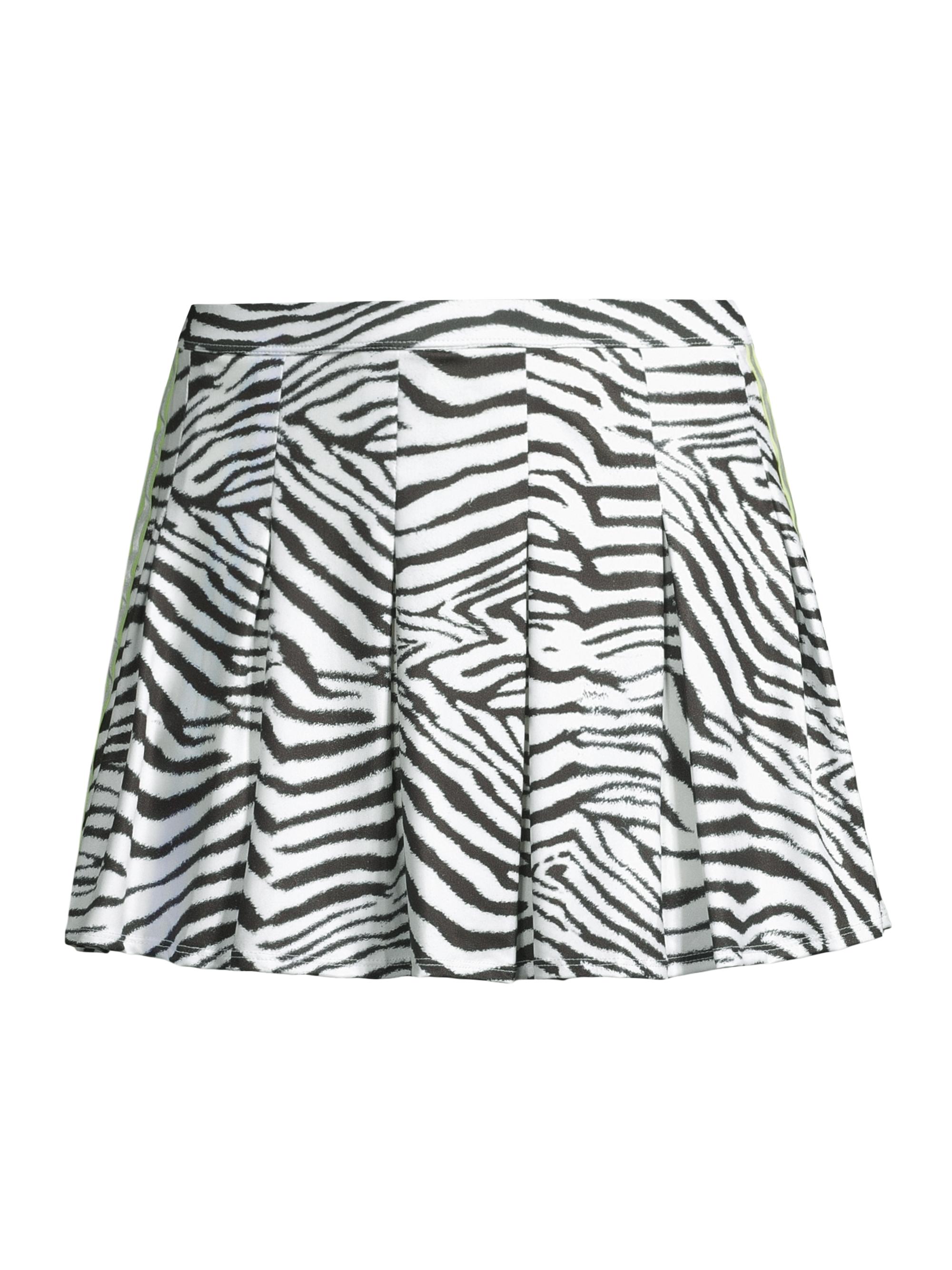Lucky in Love Women's Novelty Print Zebra Pleated Miniskirt