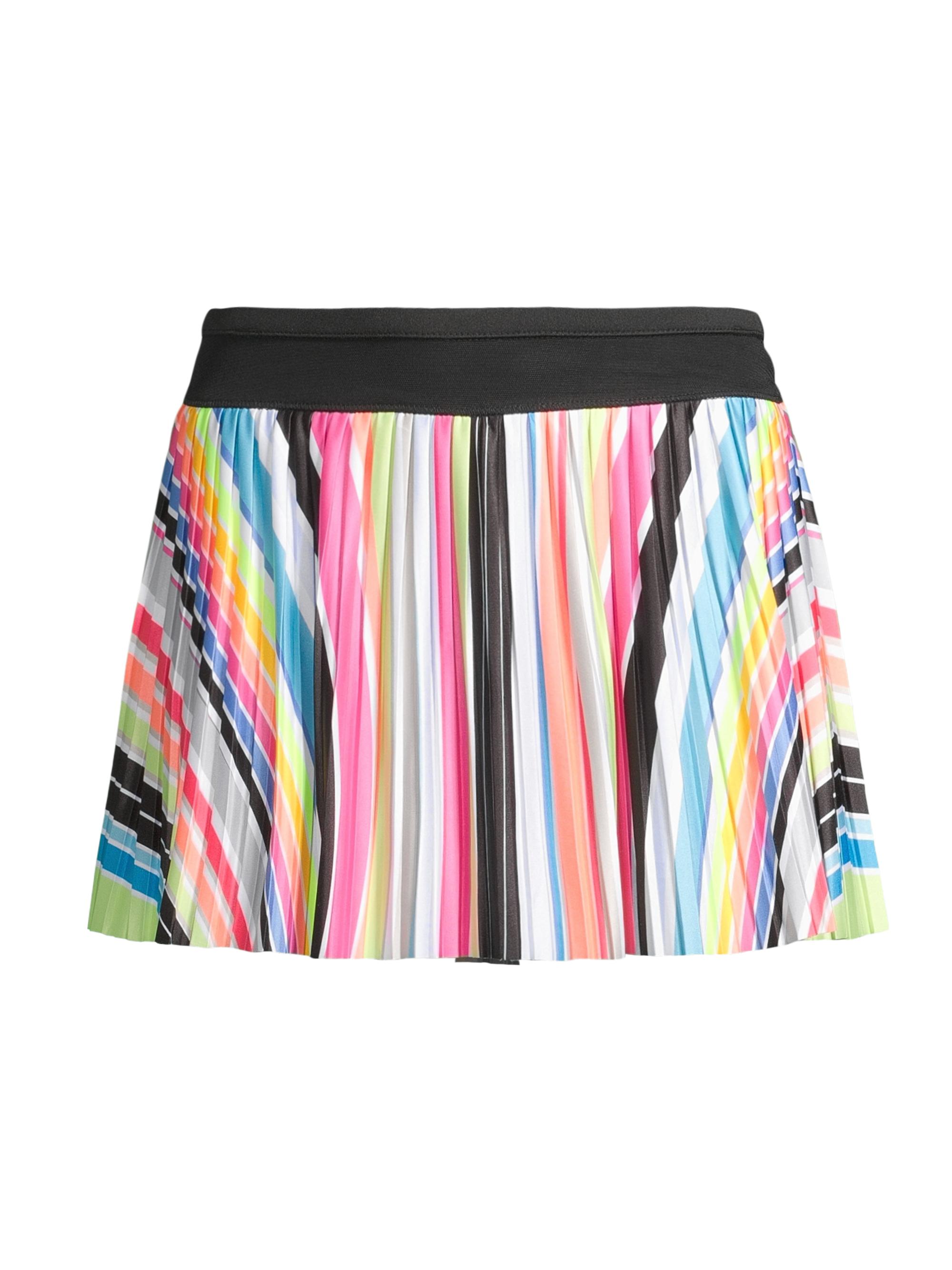 Lucky in Love Women's Novelty Print Spectrum Striped Pleated Miniskirt
