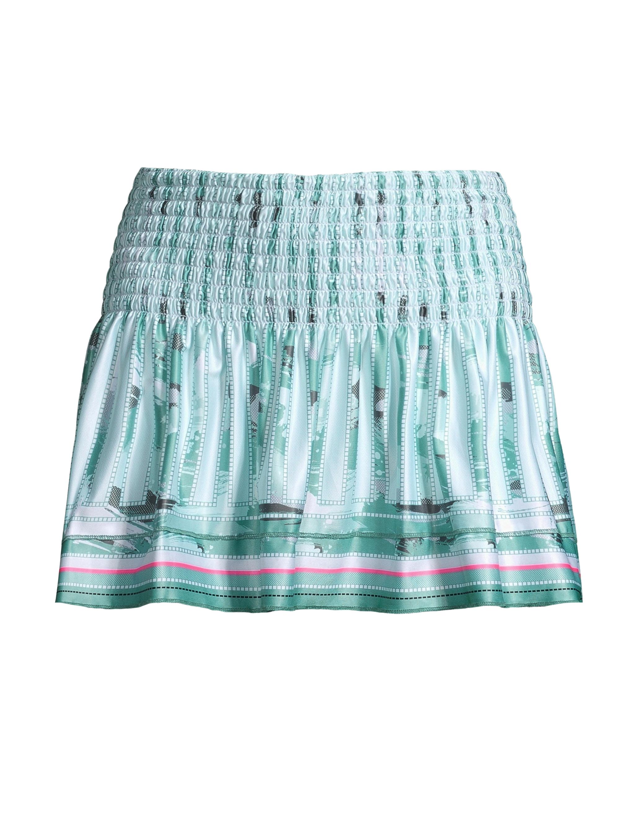 Lucky in Love Women's Can't Find Me Love Long Hide Out Printed Smocked Miniskirt - Eucalyptus
