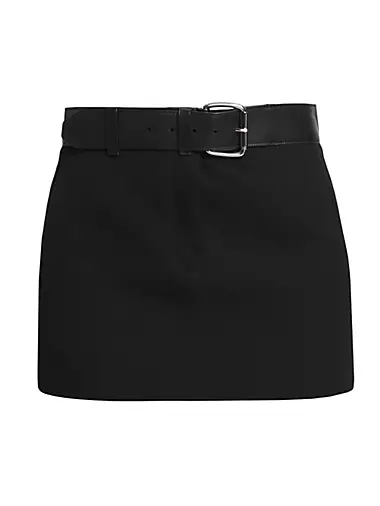 Belted Wool Miniskirt