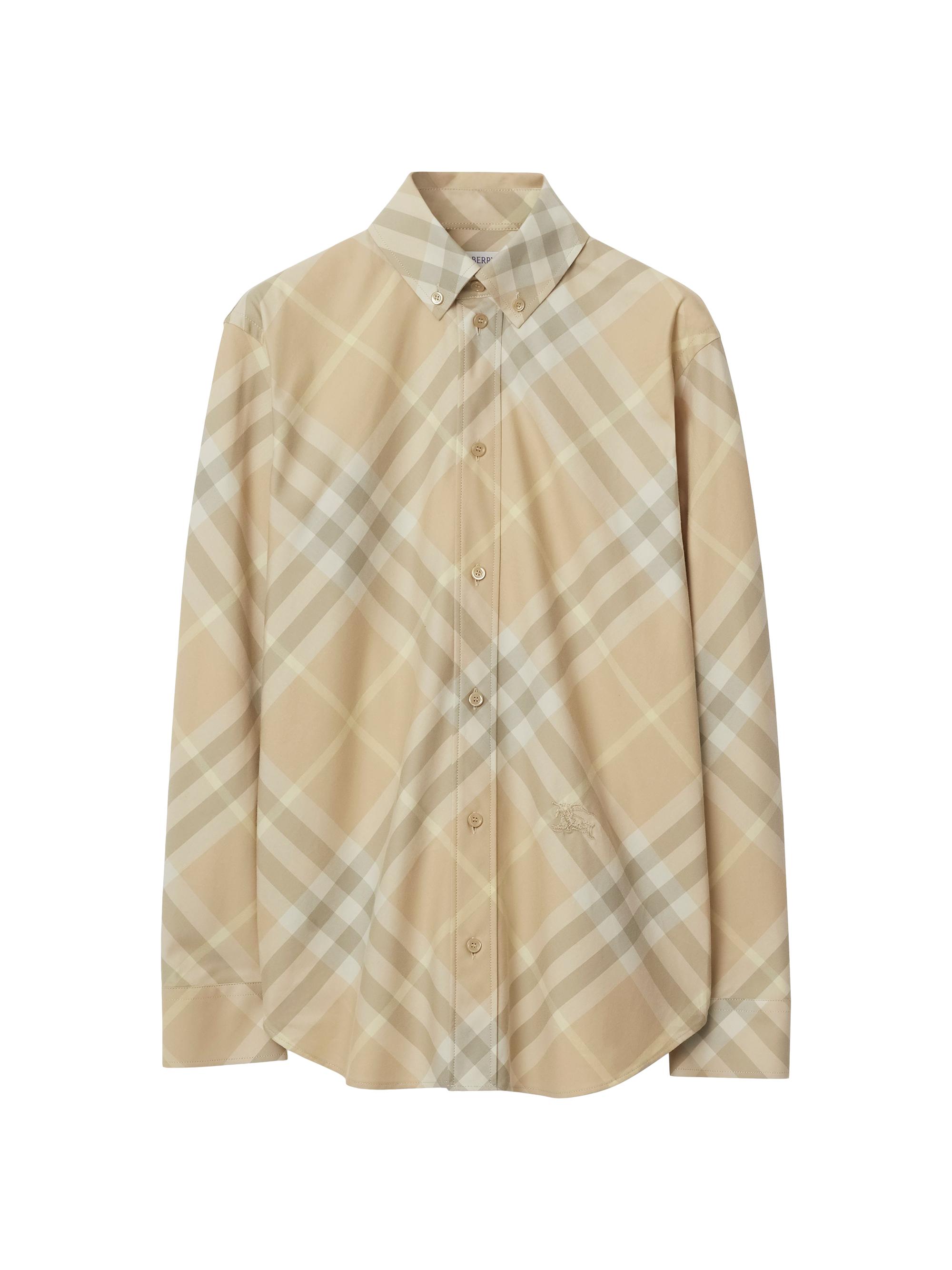 Burberry Women's Plaid Button-Down Shirt - Flax Check