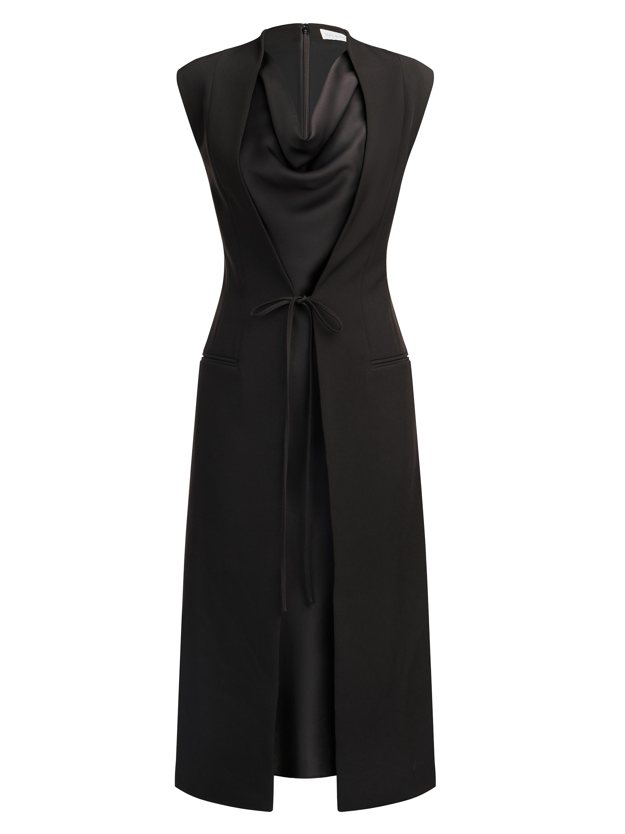 Halston Women's Jacklyn Cowl-Neck Crepe Midi-Dress - Black
