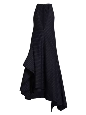 Shop JW Anderson Stripe Wool-Blend Draped Midi-Dress | Saks Fifth Avenue