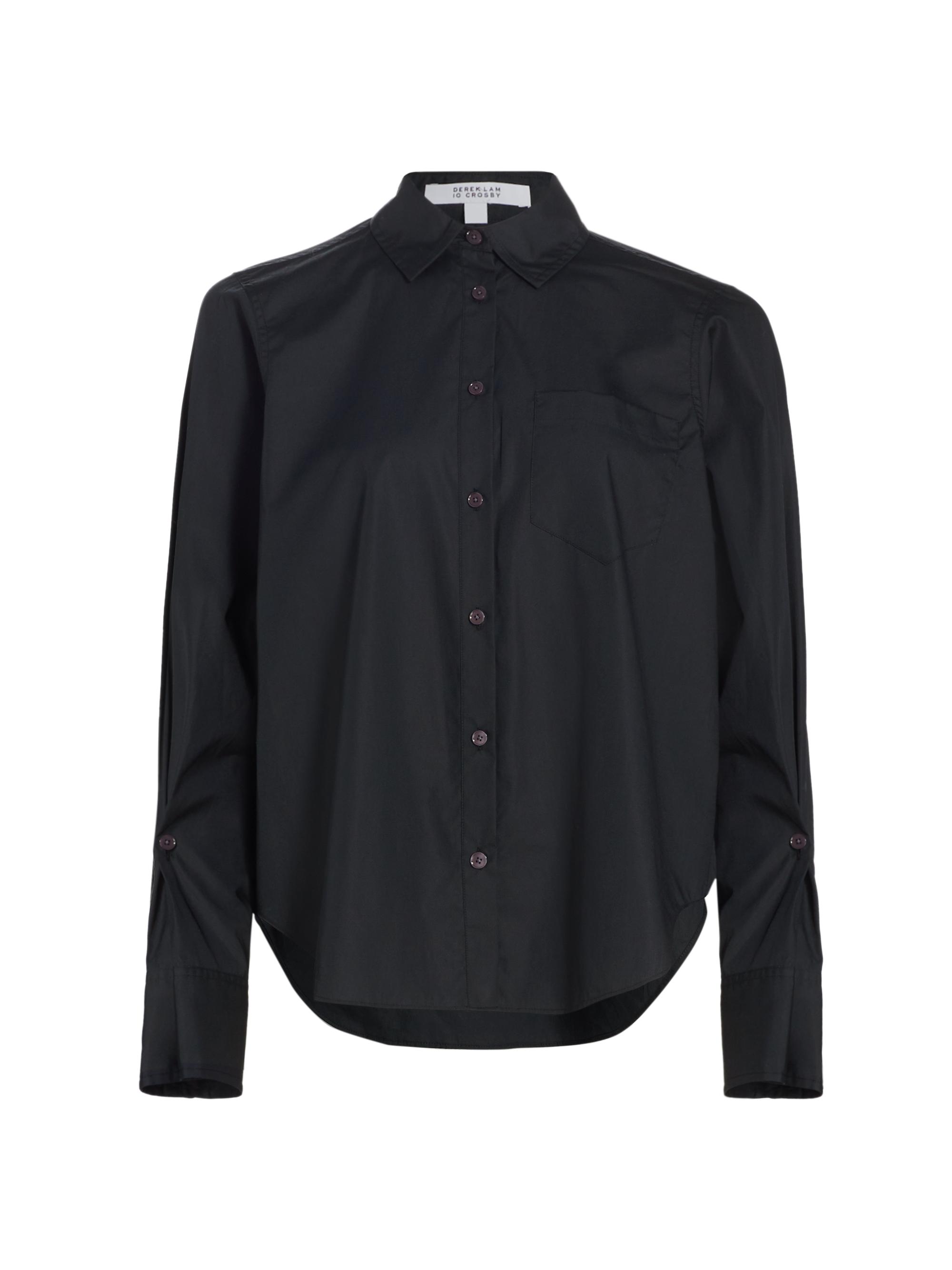 Derek Lam 10 Crosby Women's Boxy High-Low Cotton Shirt - Black