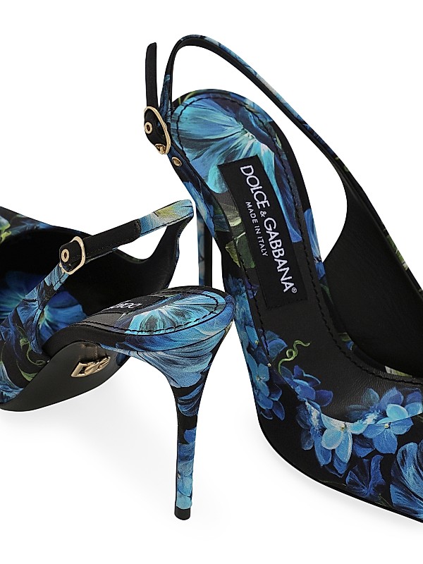 Shop Dolce&Gabbana 90MM Floral Silk-Blend Slingback Pumps Shop Dolce&Gabbana 90MM Floral Silk-Blend Slingback Pumps