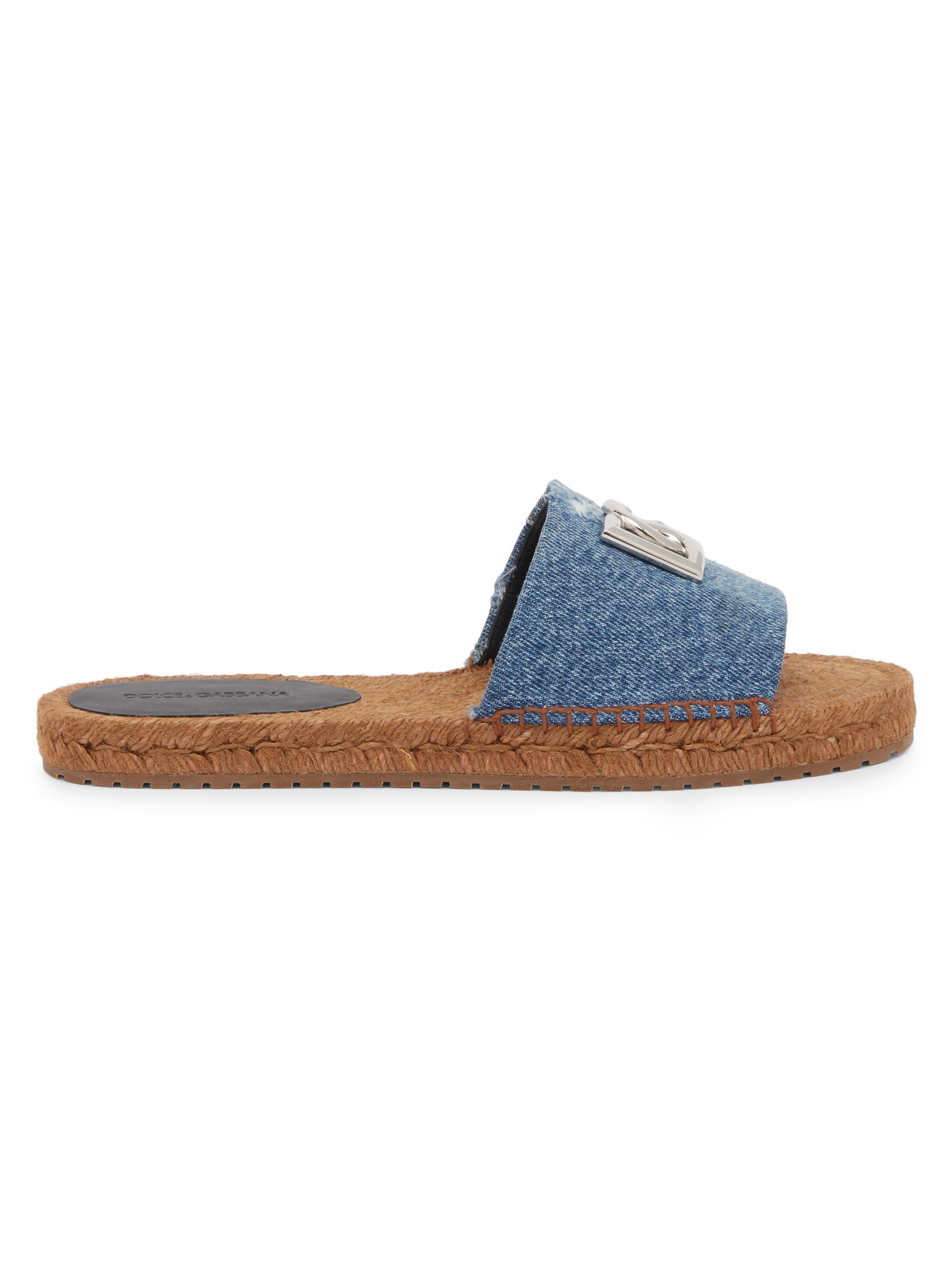 Dolce&Gabbana Denim DG Espadrille Slides | Saks Fifth Avenue