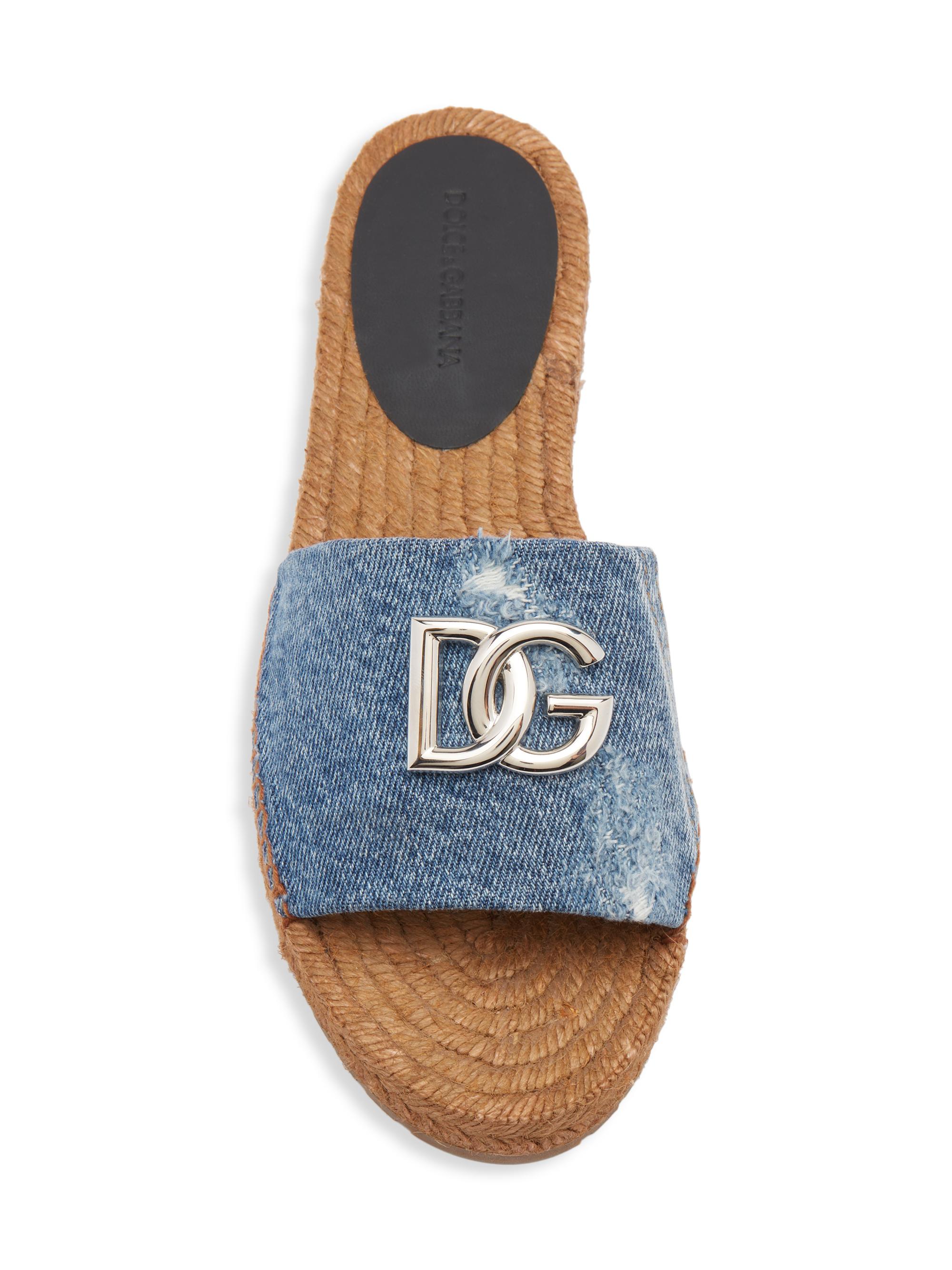 Dolce&Gabbana Denim DG Espadrille Slides | Saks Fifth Avenue