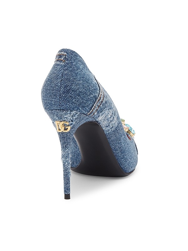 Shop Dolce&Gabbana Denim 90MM Jewel-Embellished Pumps | Saks Shop Dolce&Gabbana Denim 90MM Jewel-Embellished Pumps | Saks