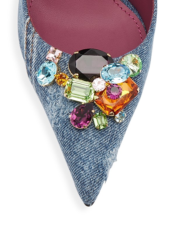Shop Dolce&Gabbana Denim 90MM Jewel-Embellished Pumps | Saks Shop Dolce&Gabbana Denim 90MM Jewel-Embellished Pumps | Saks