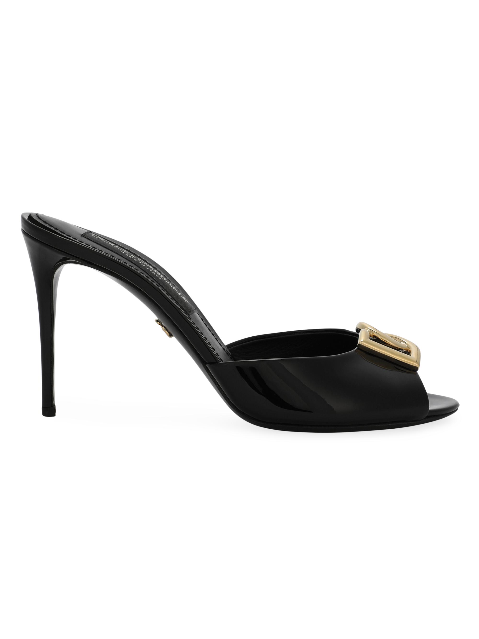 Dolce&Gabbana 90MM Leather Logo Mules | Saks Fifth Avenue