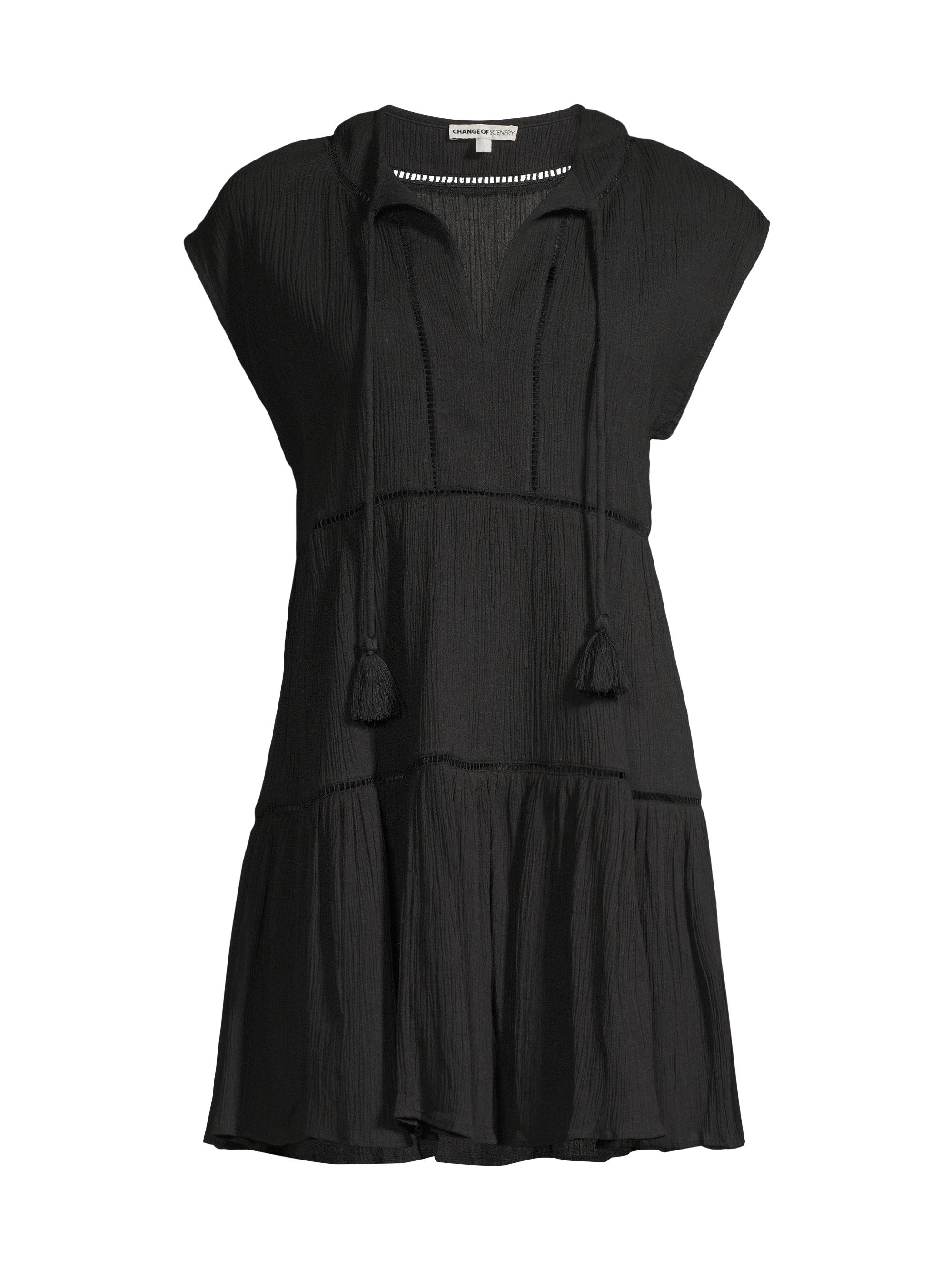 Change of Scenery Women's Gari Cotton Tiered Lace Cover-Up - Fresh White