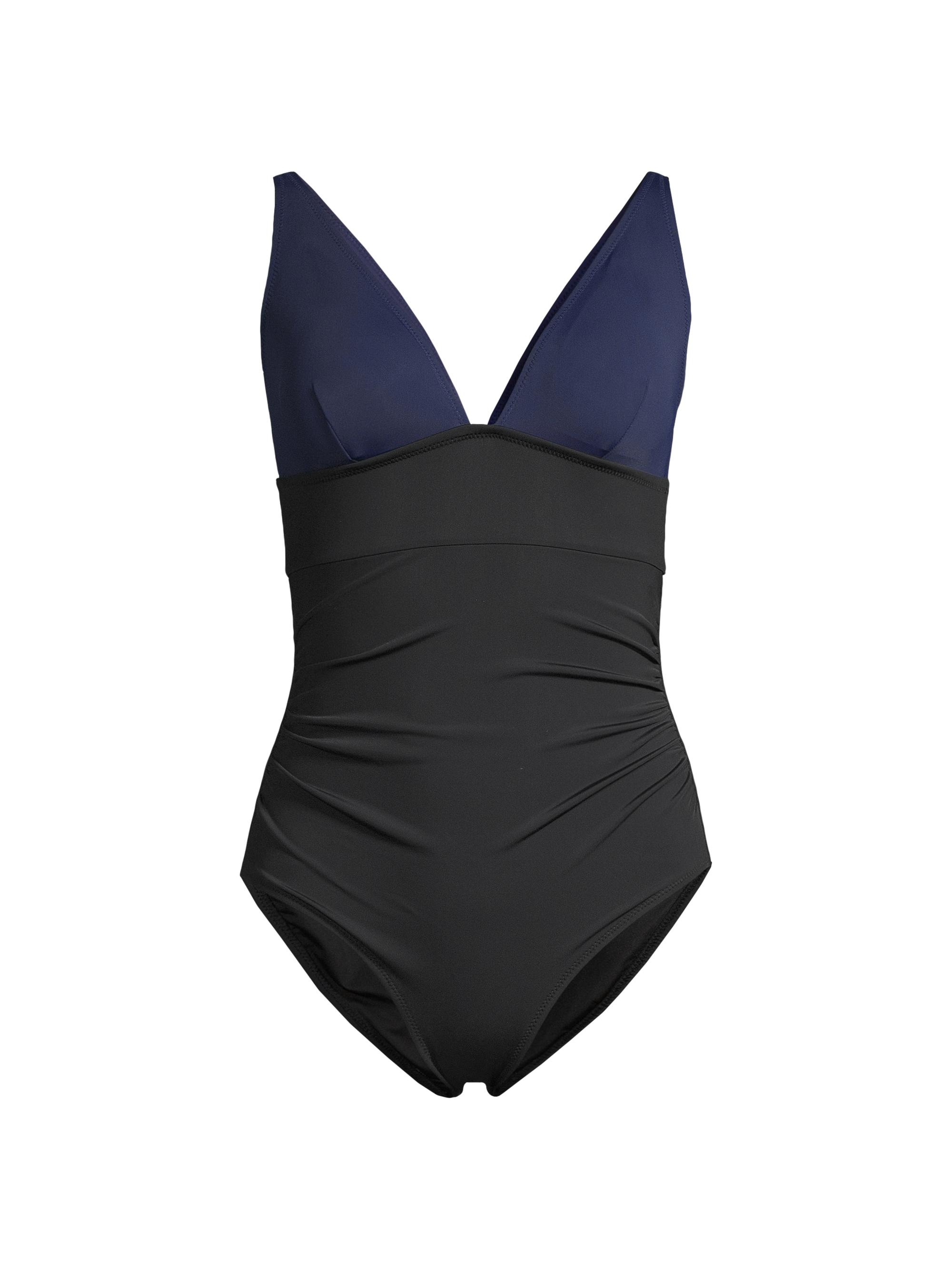 Change of Scenery Women's Niki Colorblocked V-Neck Swimsuit - Navy Black Colorblock