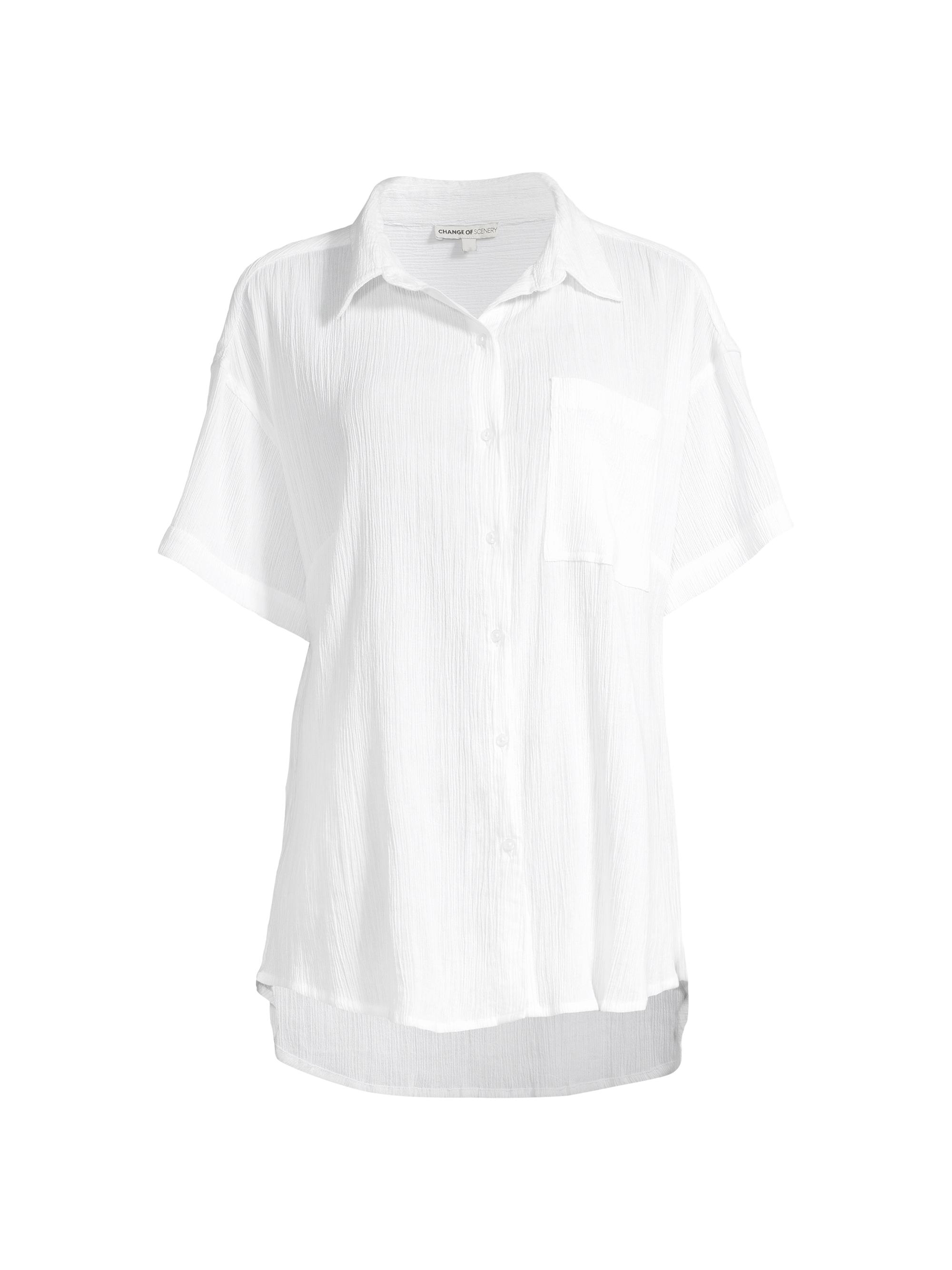 Change of Scenery Women's Michelle Crinkled Cotton Shirt - Fresh White