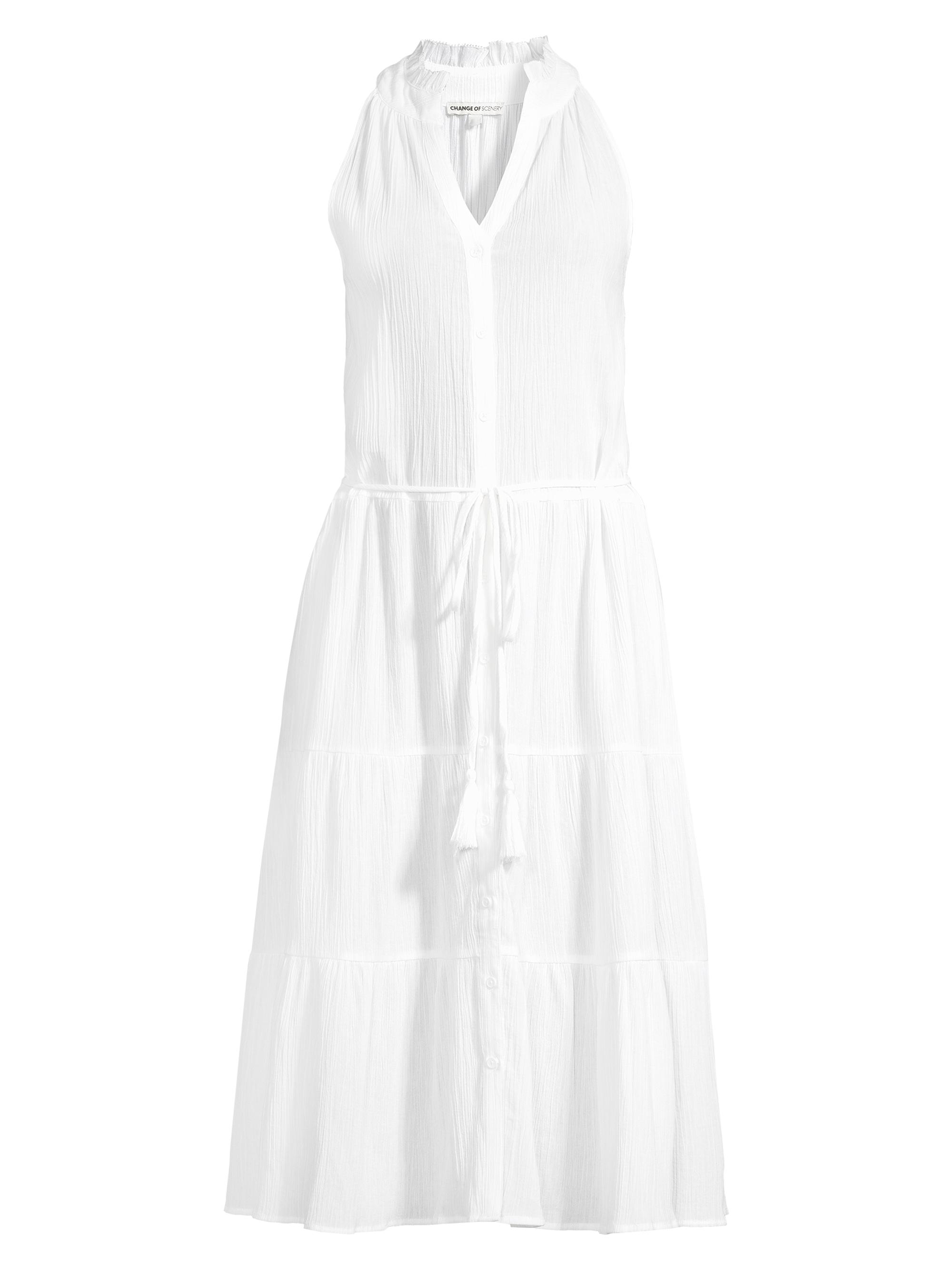 Change of Scenery Women's Tracy Cotton Sleeveless Shirtdress - Fresh White