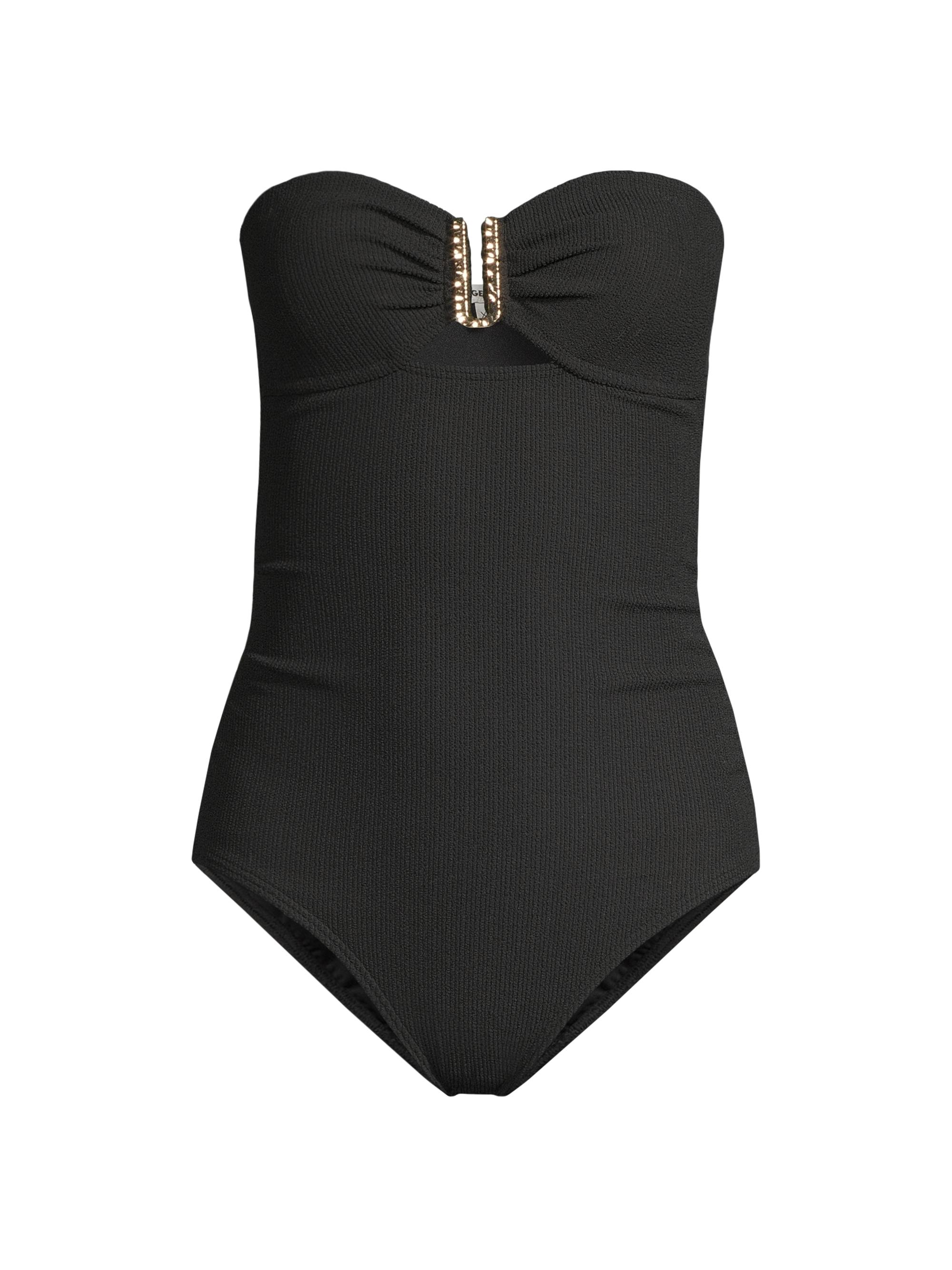 Change of Scenery Women's Lisa Ruched Bandeau One-Piece Swimsuit - Black Texture
