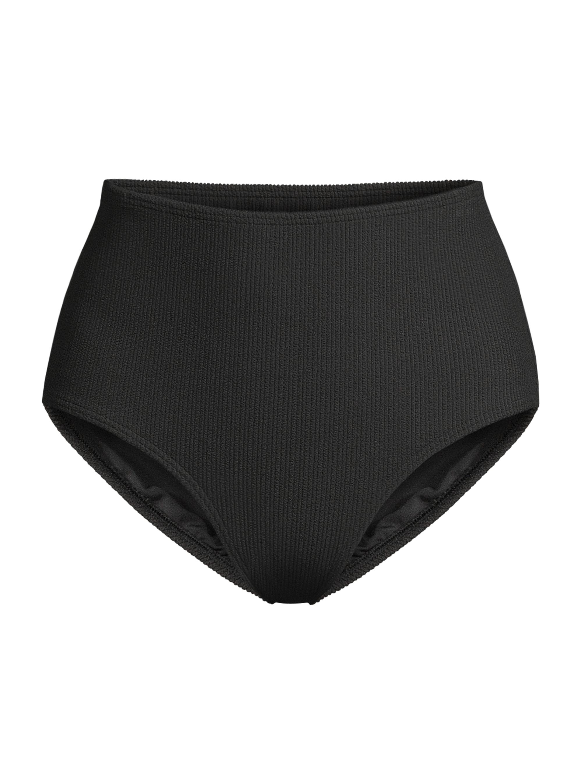 Change of Scenery Women's Textured High-Rise Bikini Bottom - Black Texture
