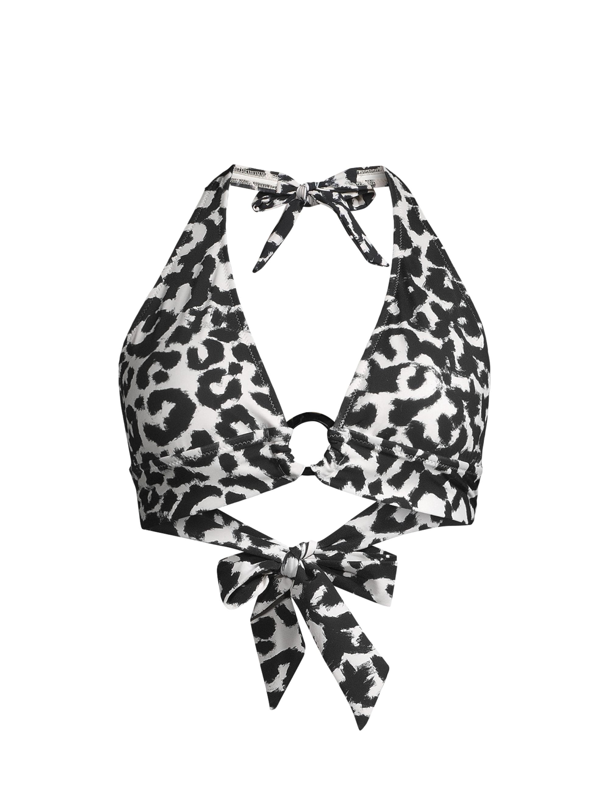 Change of Scenery Women's Erin Ring-Insert Halter Bikini Top - Mia Leopard