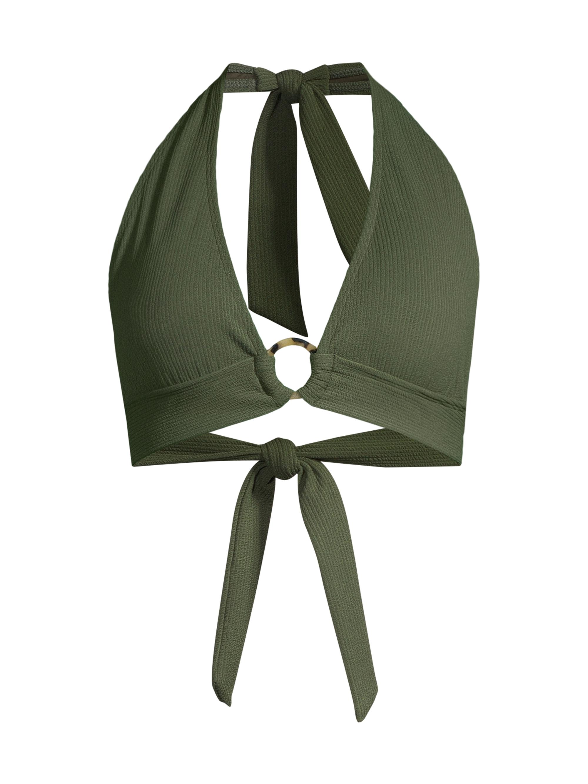 Change of Scenery Women's Erin Ring Halter Bikini Top - Olive Texture