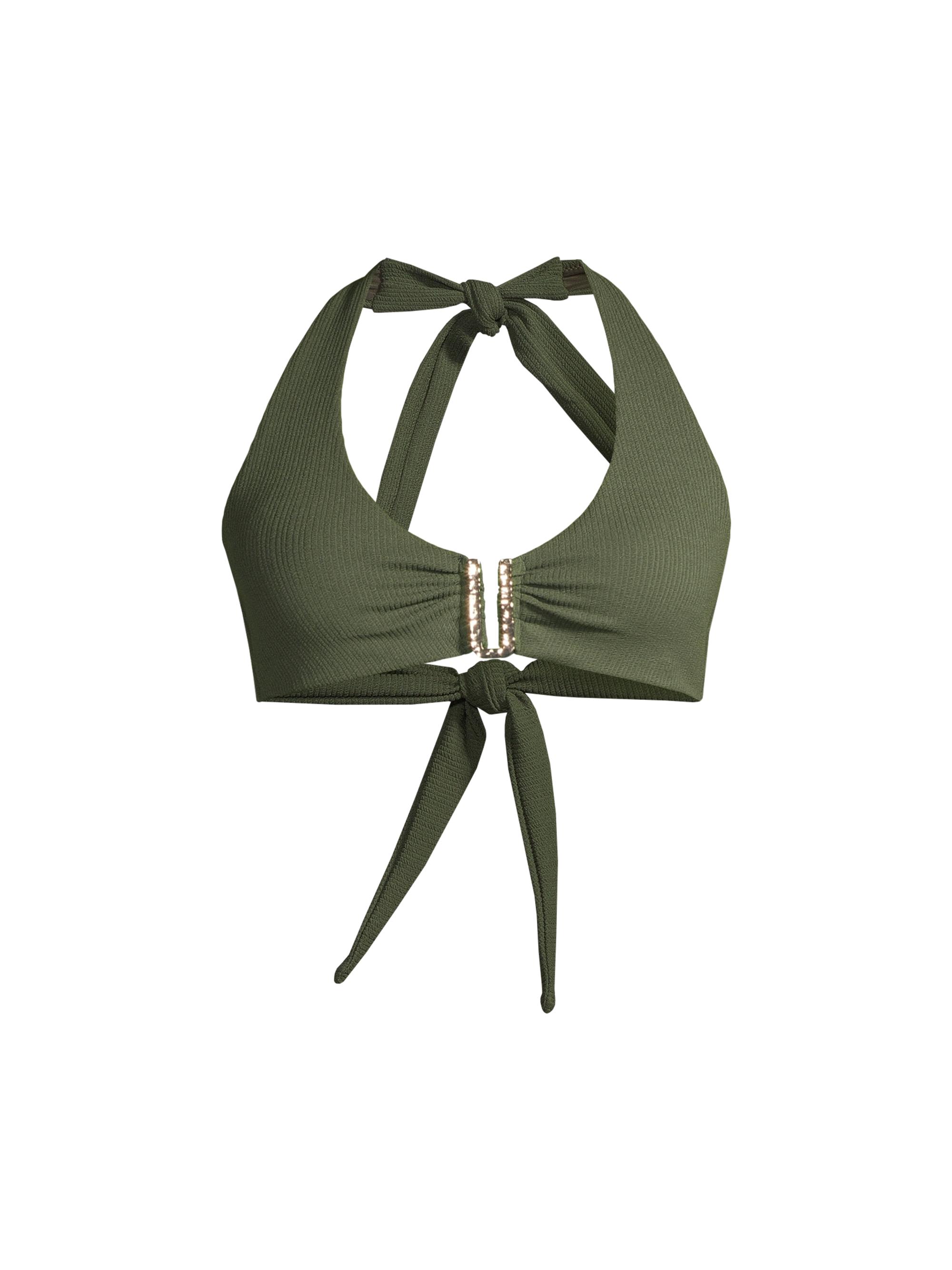 Change of Scenery Women's Melissa Halter U-Ring Textured Bikini Top - Olive Texture