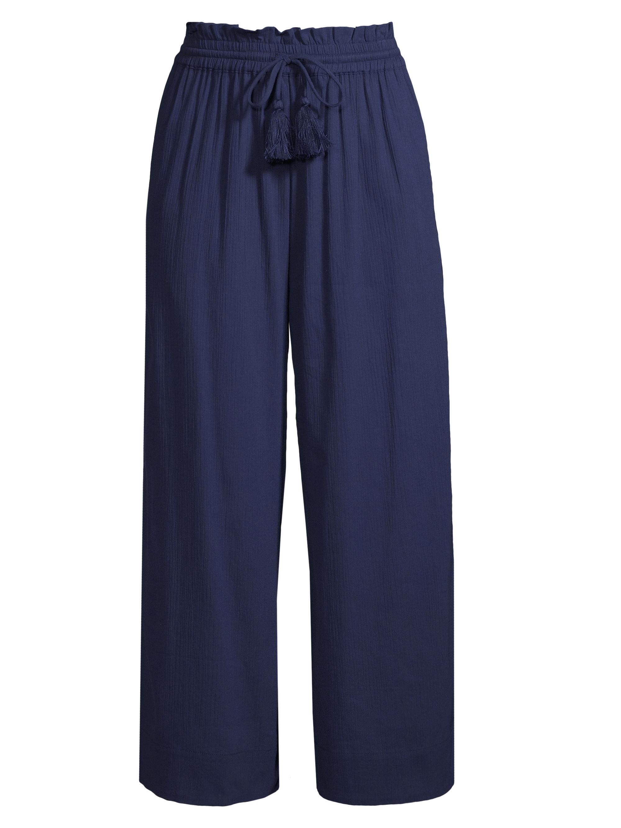 Change of Scenery Women's Brooke Wide-Leg Cotton Drawstring Pants - Navy