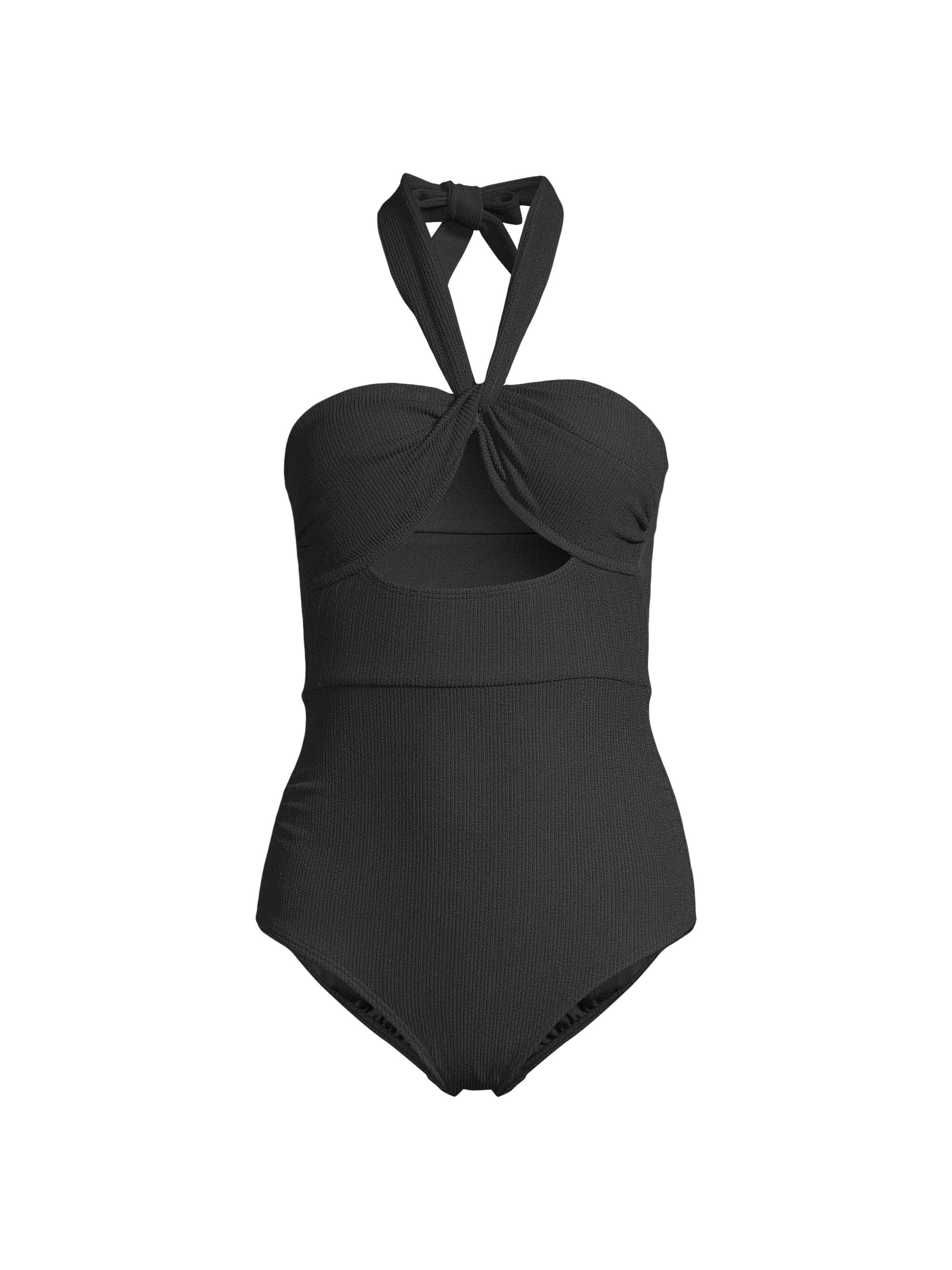 Change of Scenery Women's Ella Twist-Front One-Piece Swimsuit - Black Texture