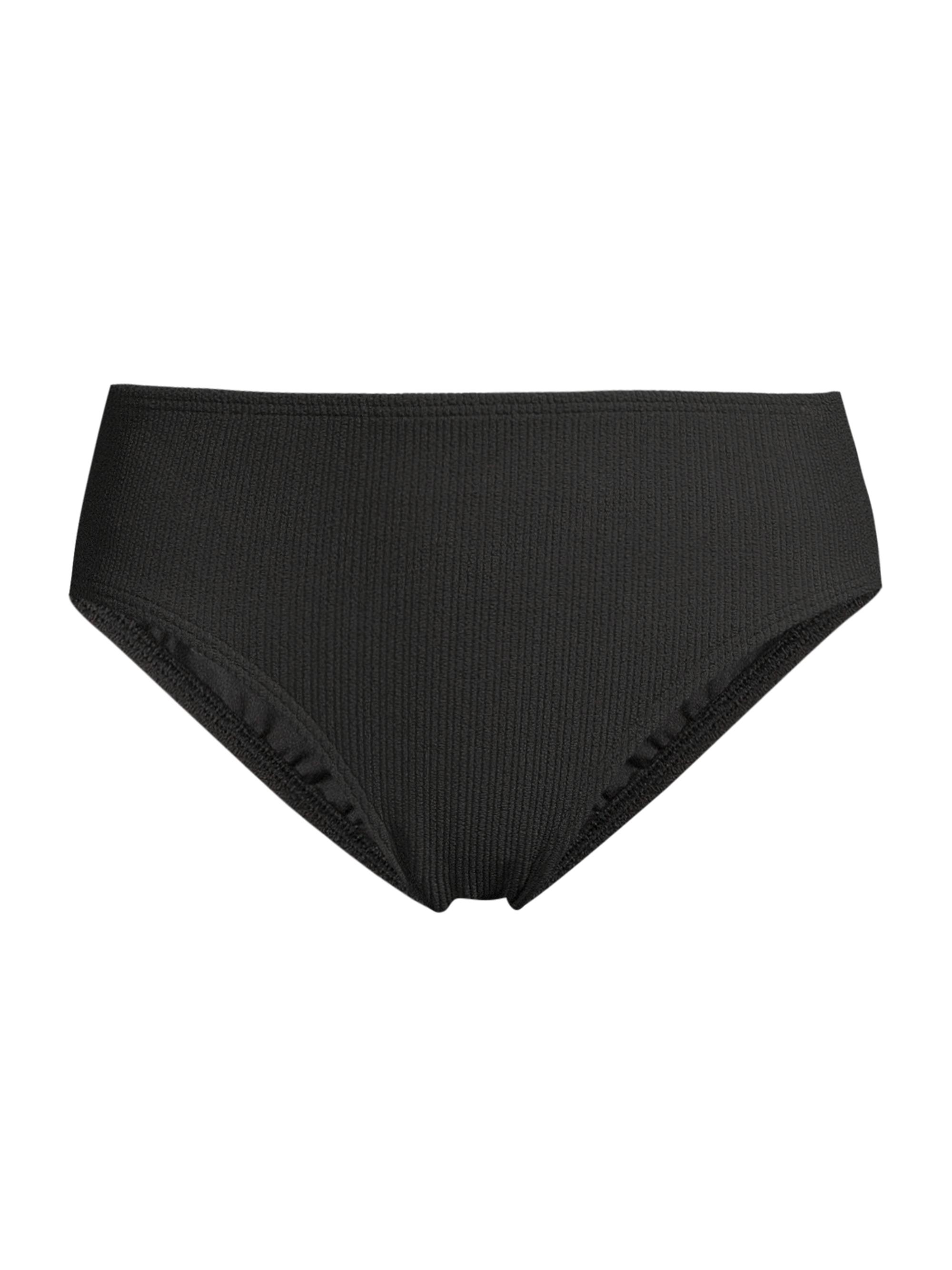 Change of Scenery Women's Textured Mid-Rise Bikini Bottom - Black Texture