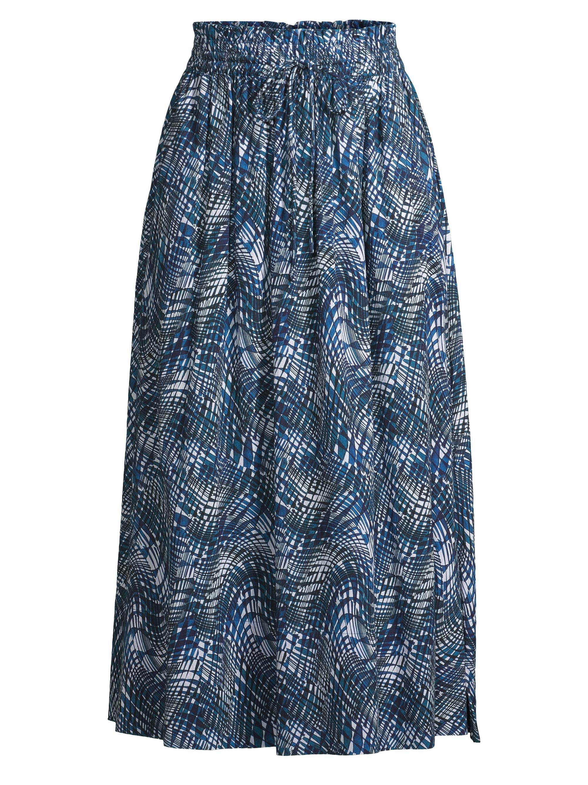 Change of Scenery Women's Rachel Abstract-Print Cotton Midi-Skirt - Abstract Wave