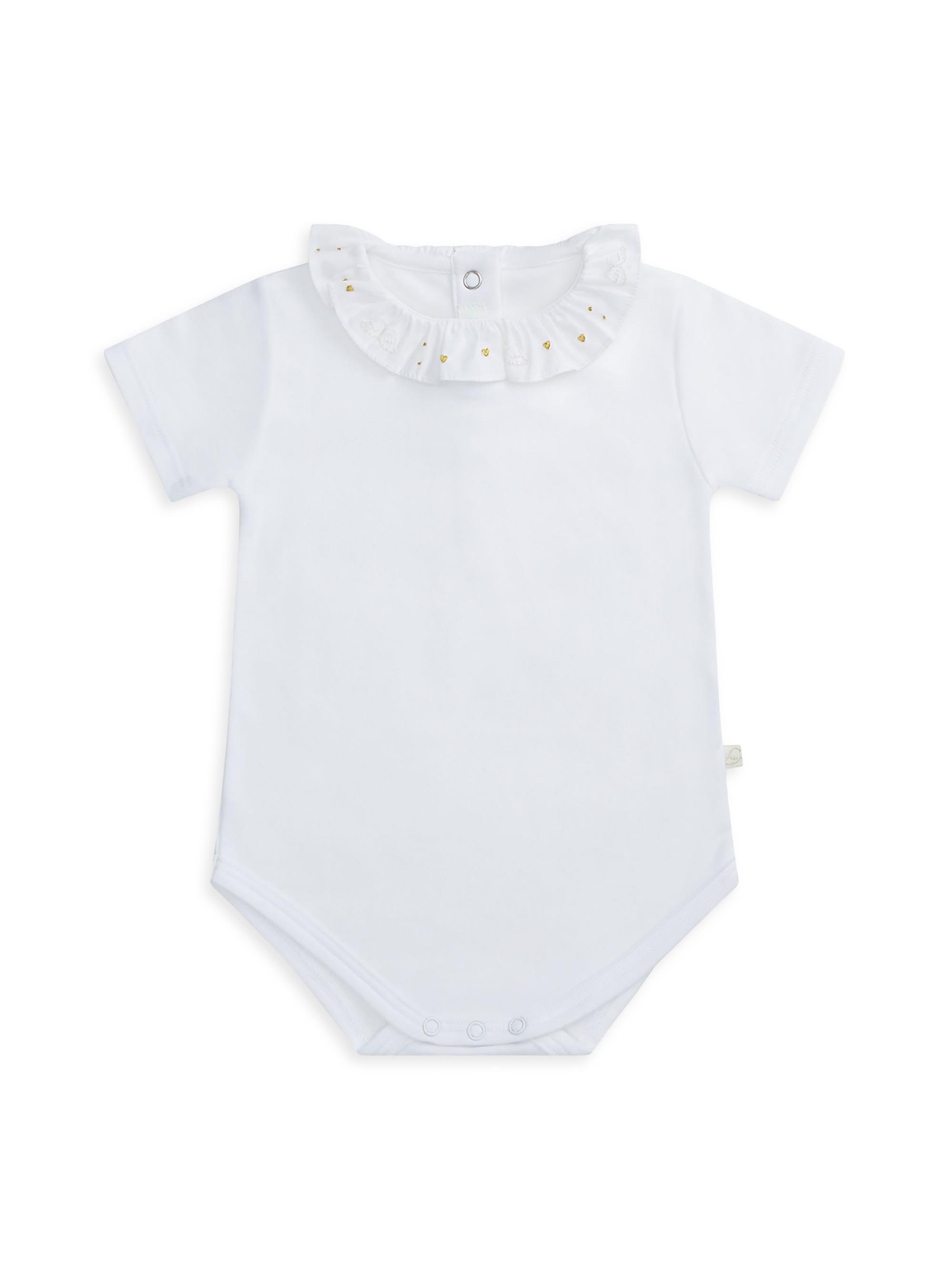 Marie-Chantal Baby Girl's Heart And Angel Wing Ruffled Bodysuit - White 12 Months