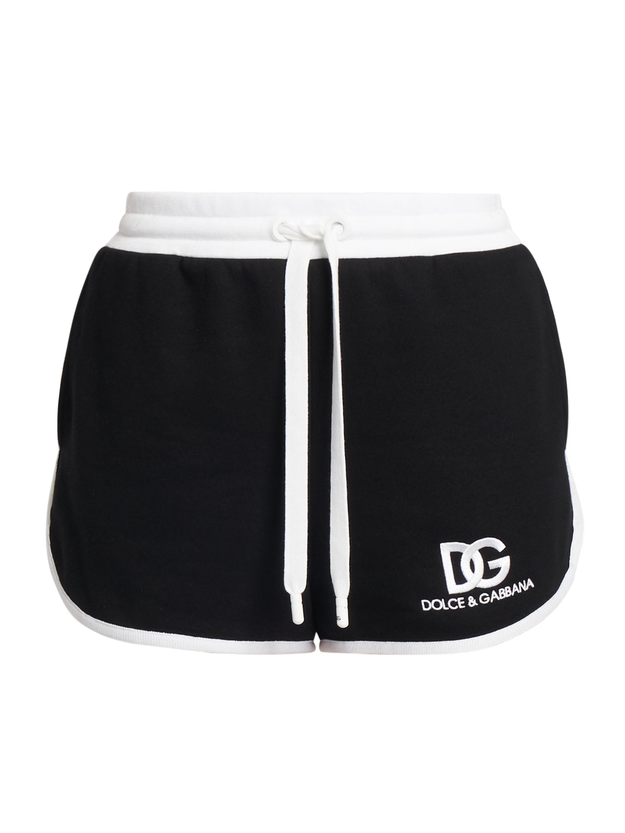 Dolce & Gabbana Women's Logo Cotton-Blend Drawstring Shorts - Black
