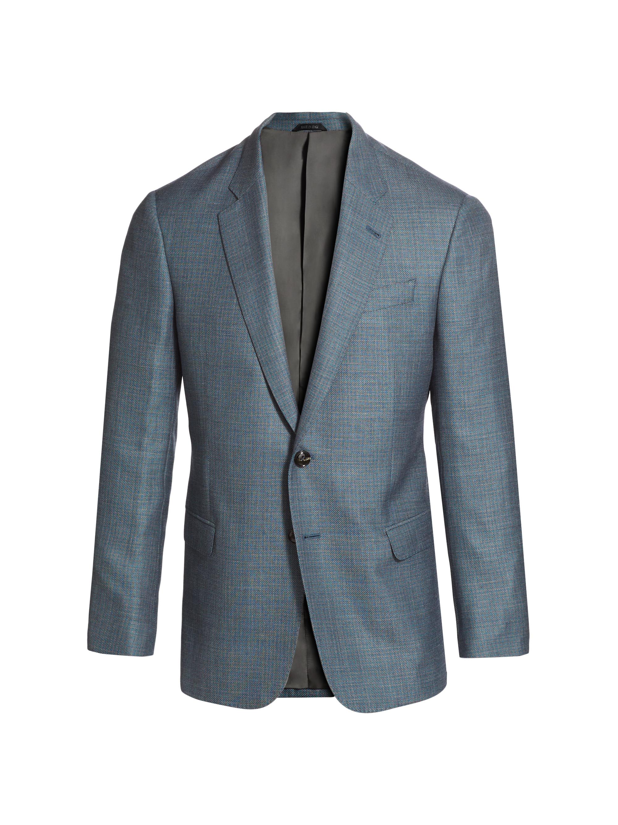 Giorgio Armani Men's Textured Wool & Silk-Blend Two-Button Sport Coat - Blue