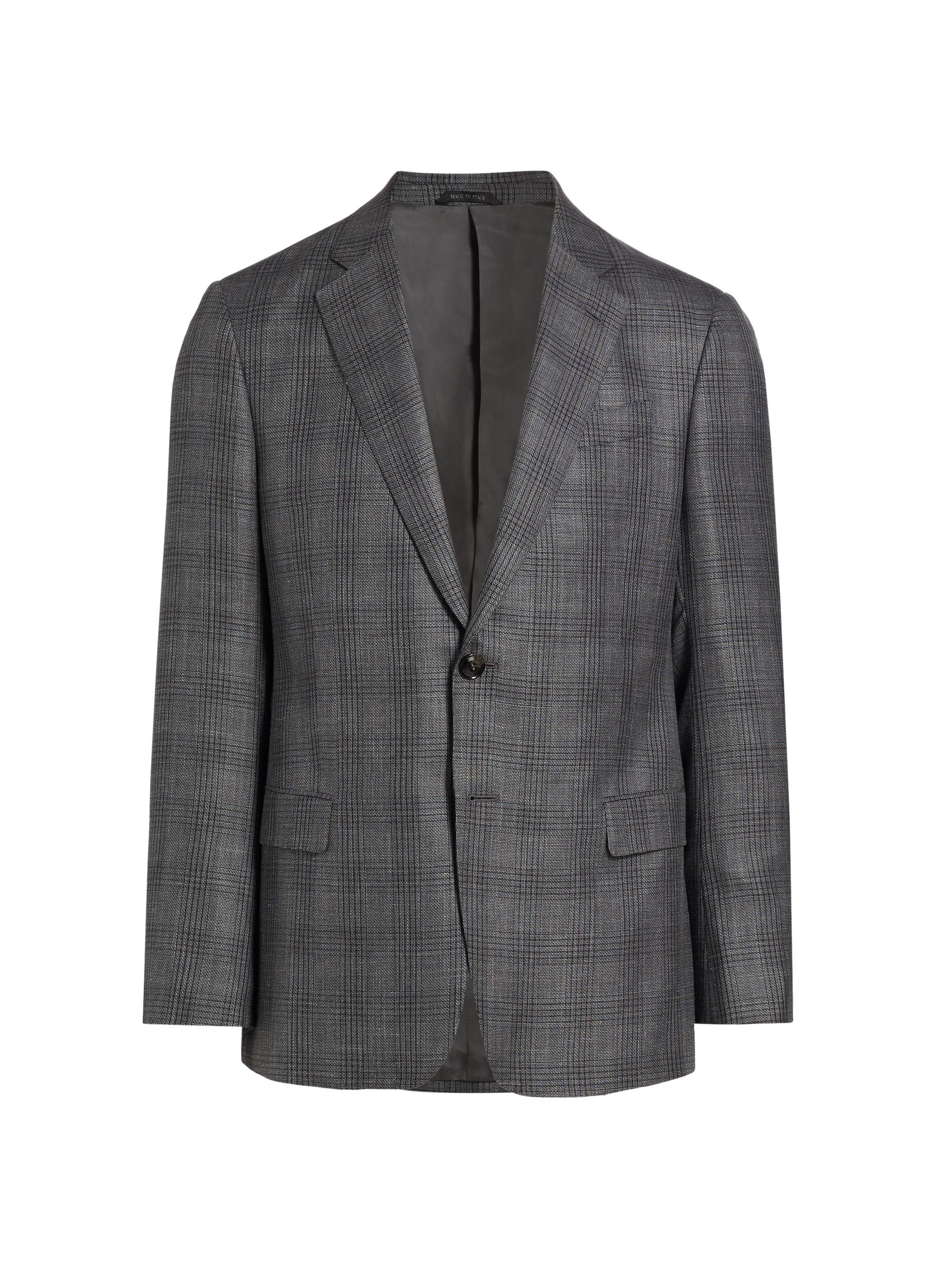 Giorgio Armani Plaid Wool Two-Button Sport Coat | Saks Fifth Avenue