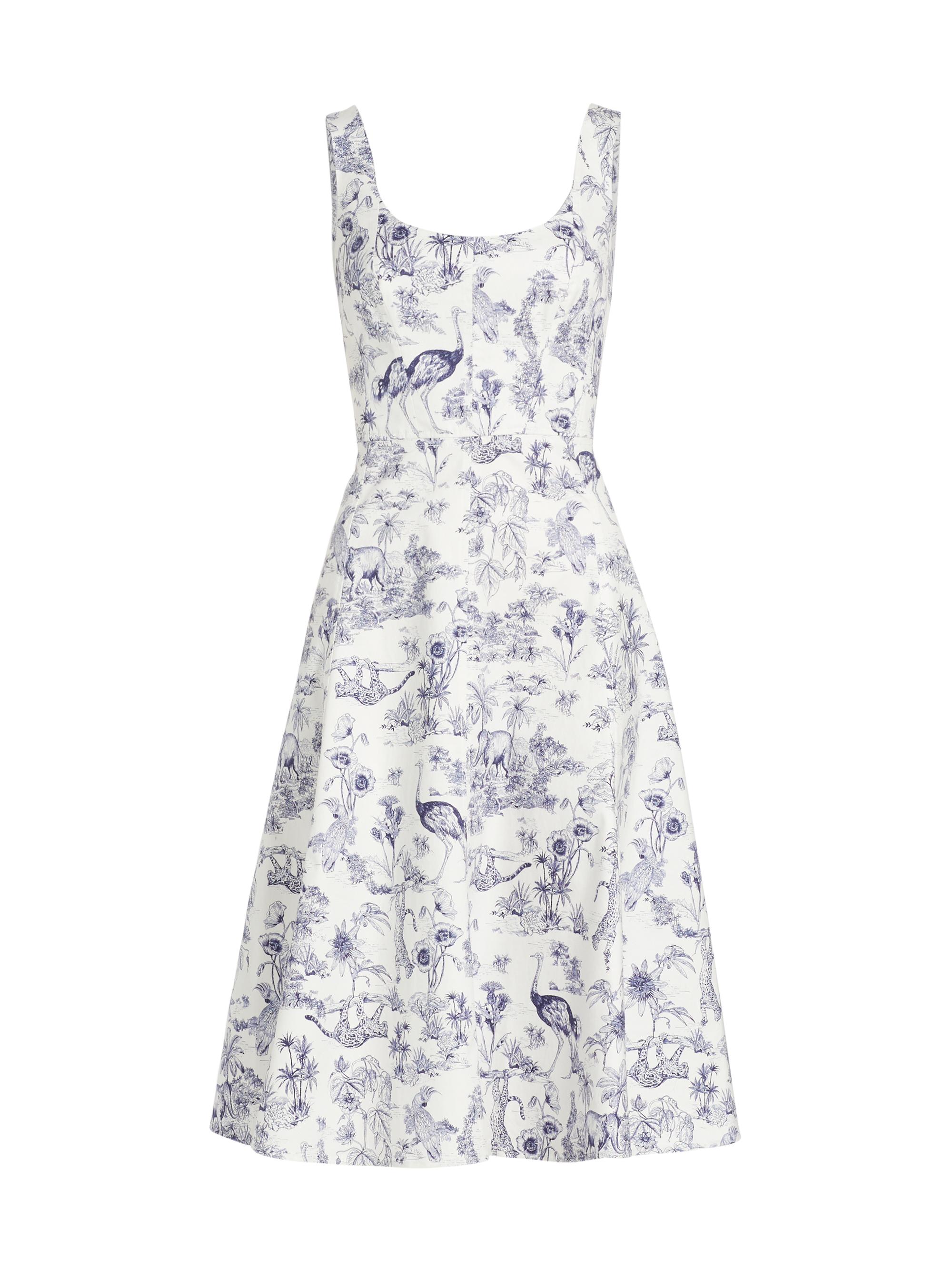 Marchesa Rosa Women's Elowen Printed Cotton-Blend Midi-Dress -  Navy