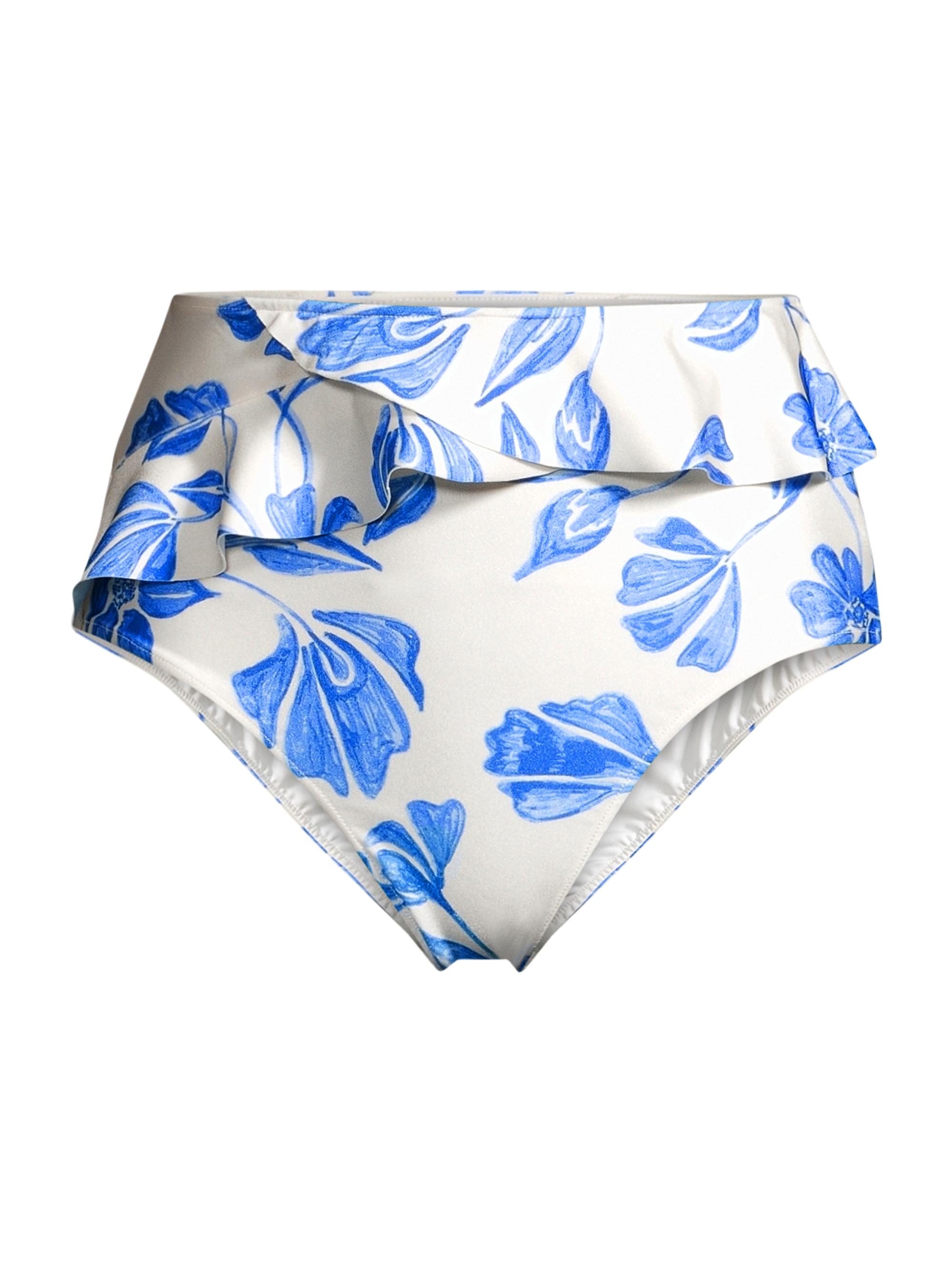 PatBO Women's Nightflower Hight-Waist Bikini Bottom - White