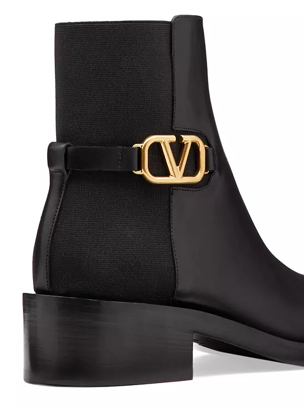 Shop Valentino Garavani VLogo Signature Calfskin Ankle Boots 30 MM