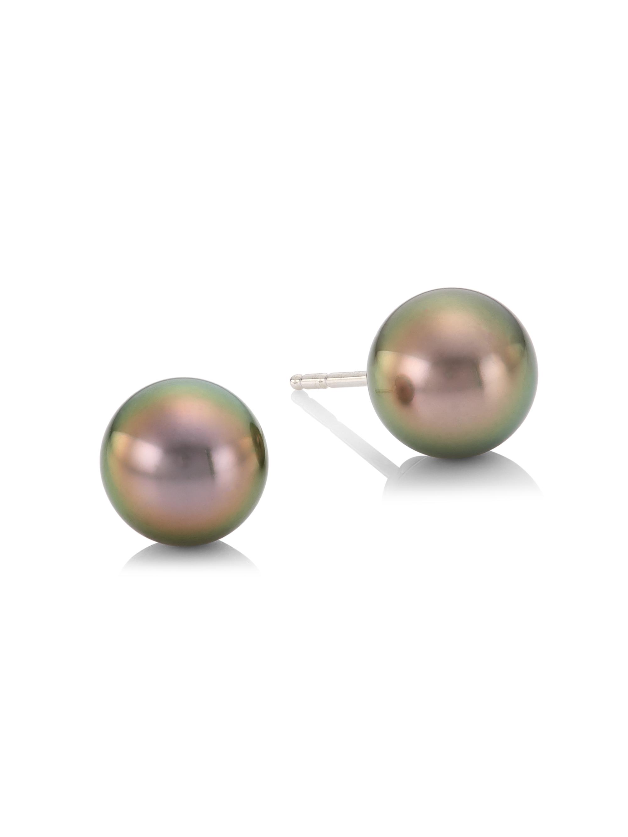 Mikimoto Women's 18K White Gold & Black South Sea Pearl Stud Earrings - Black
